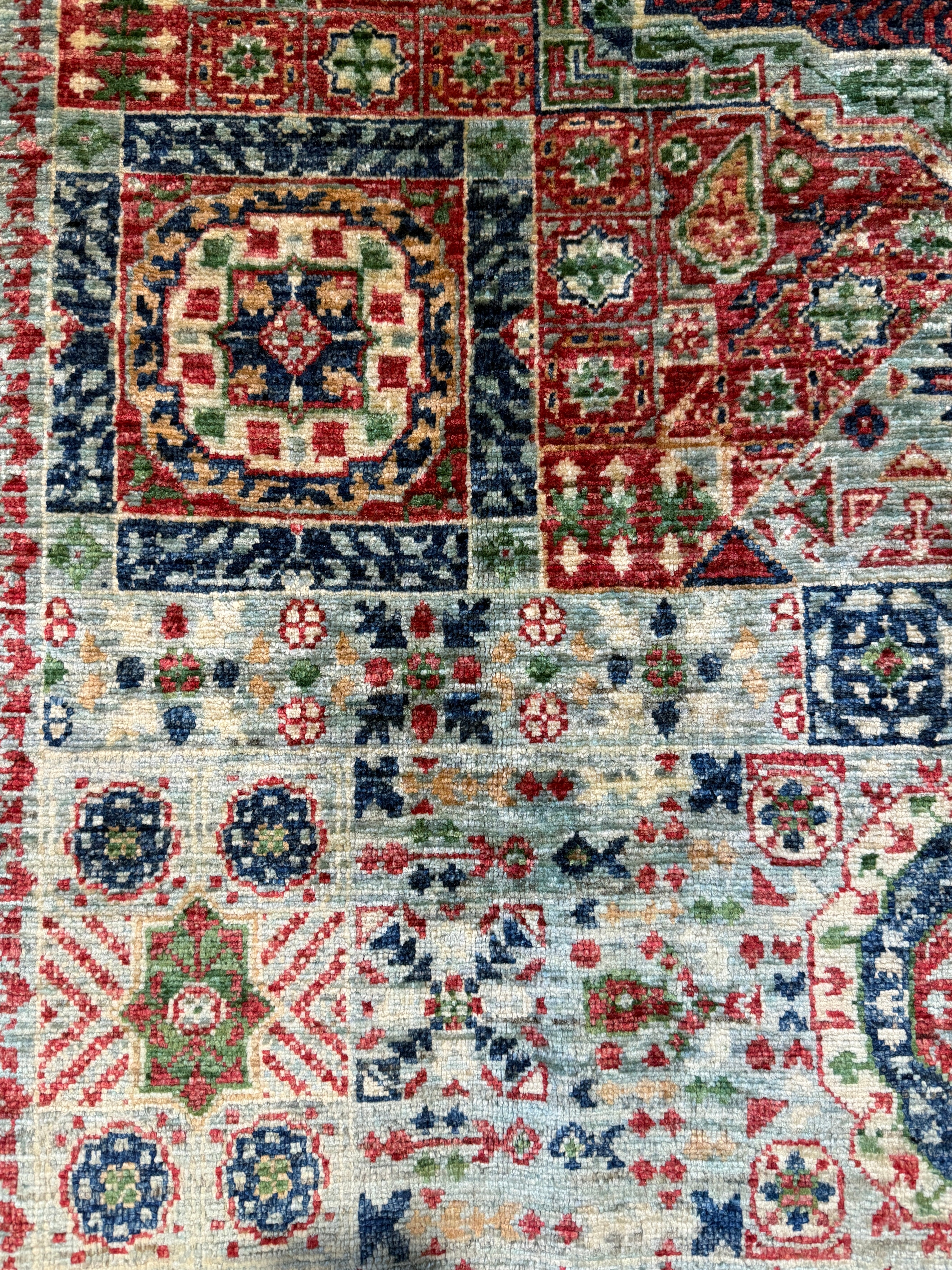 Alyvia Alyn Lind 5.2x6.8 Blue and Red Afghani Mamluk Rug