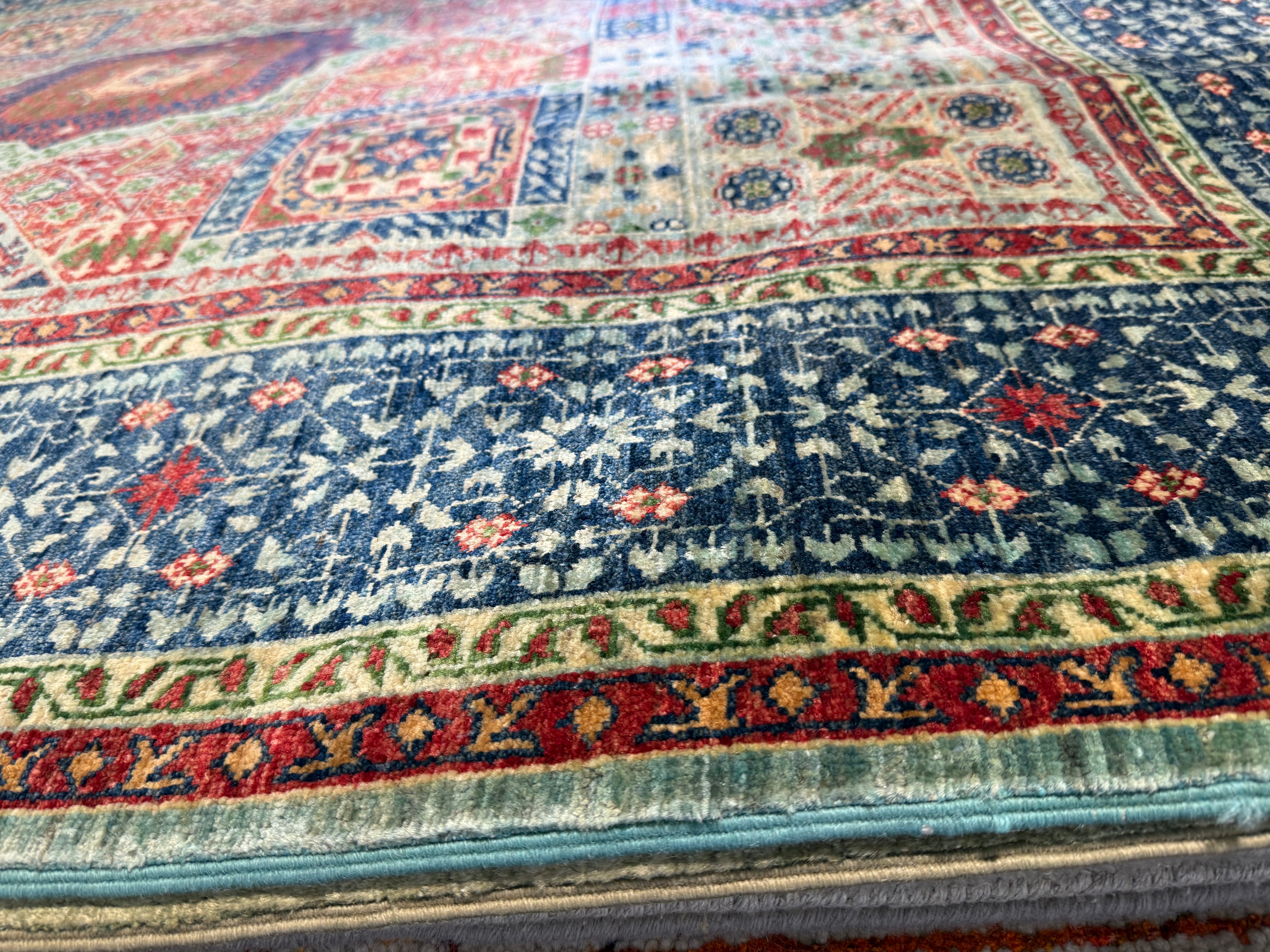 Alyvia Alyn Lind 5.2x6.8 Blue and Red Afghani Mamluk Rug