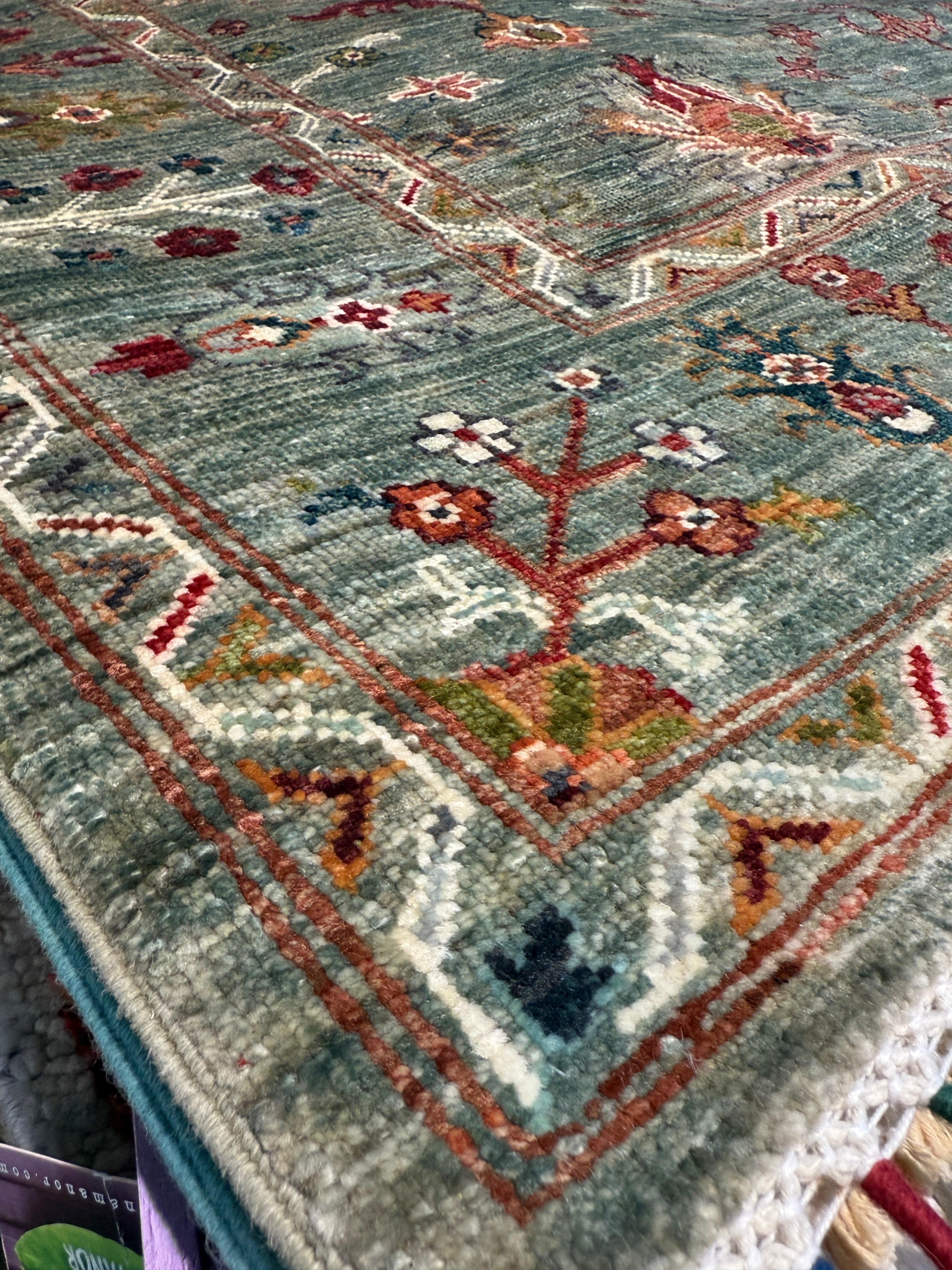 Janine Cody 5.1x6.8 Green Afghani Sultani Rug