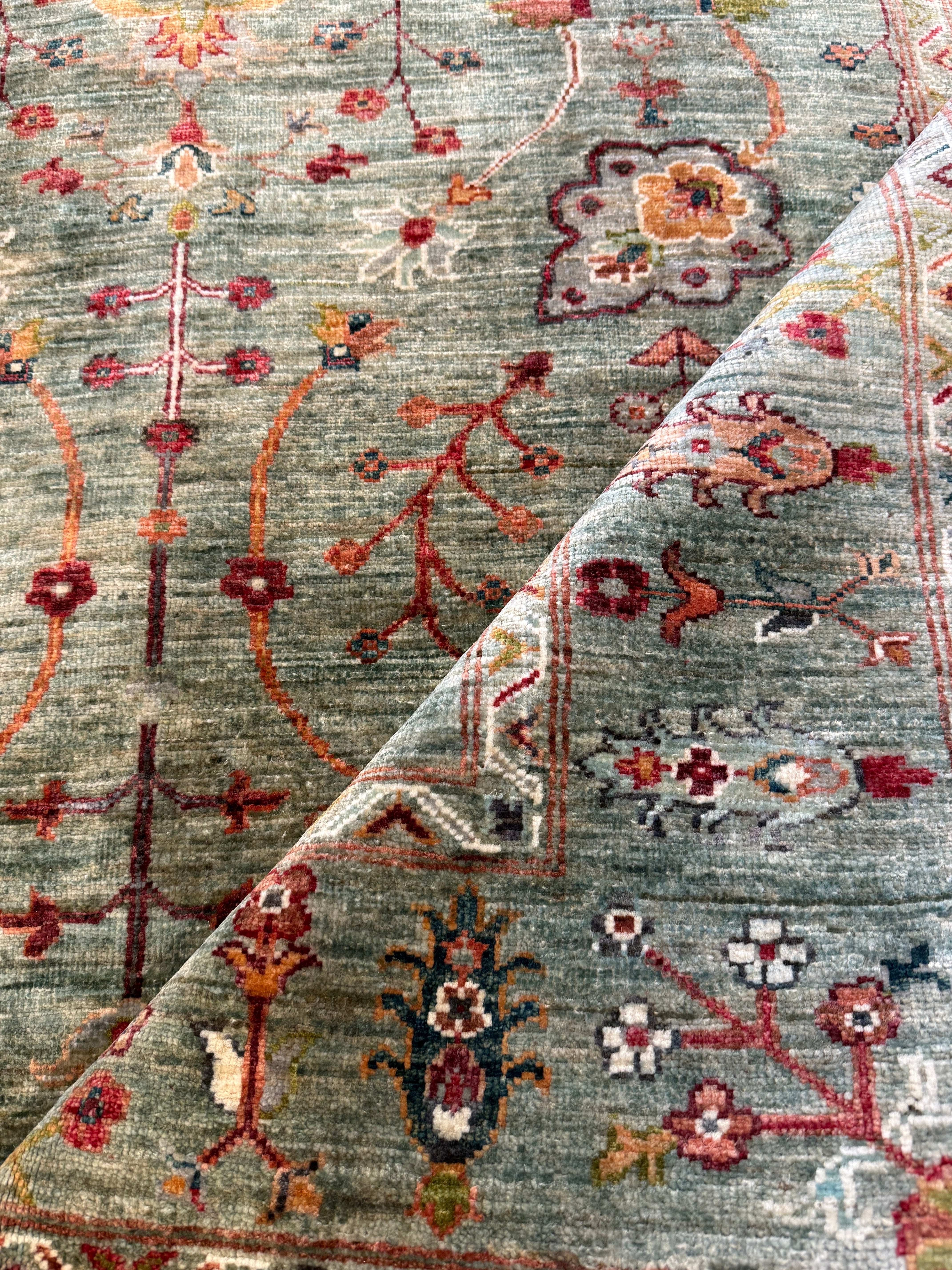 Janine Cody 5.1x6.8 Green Afghani Sultani Rug