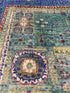Evelyn Wade 5x6.8 Green and Blue Afghani Mamluk Rug
