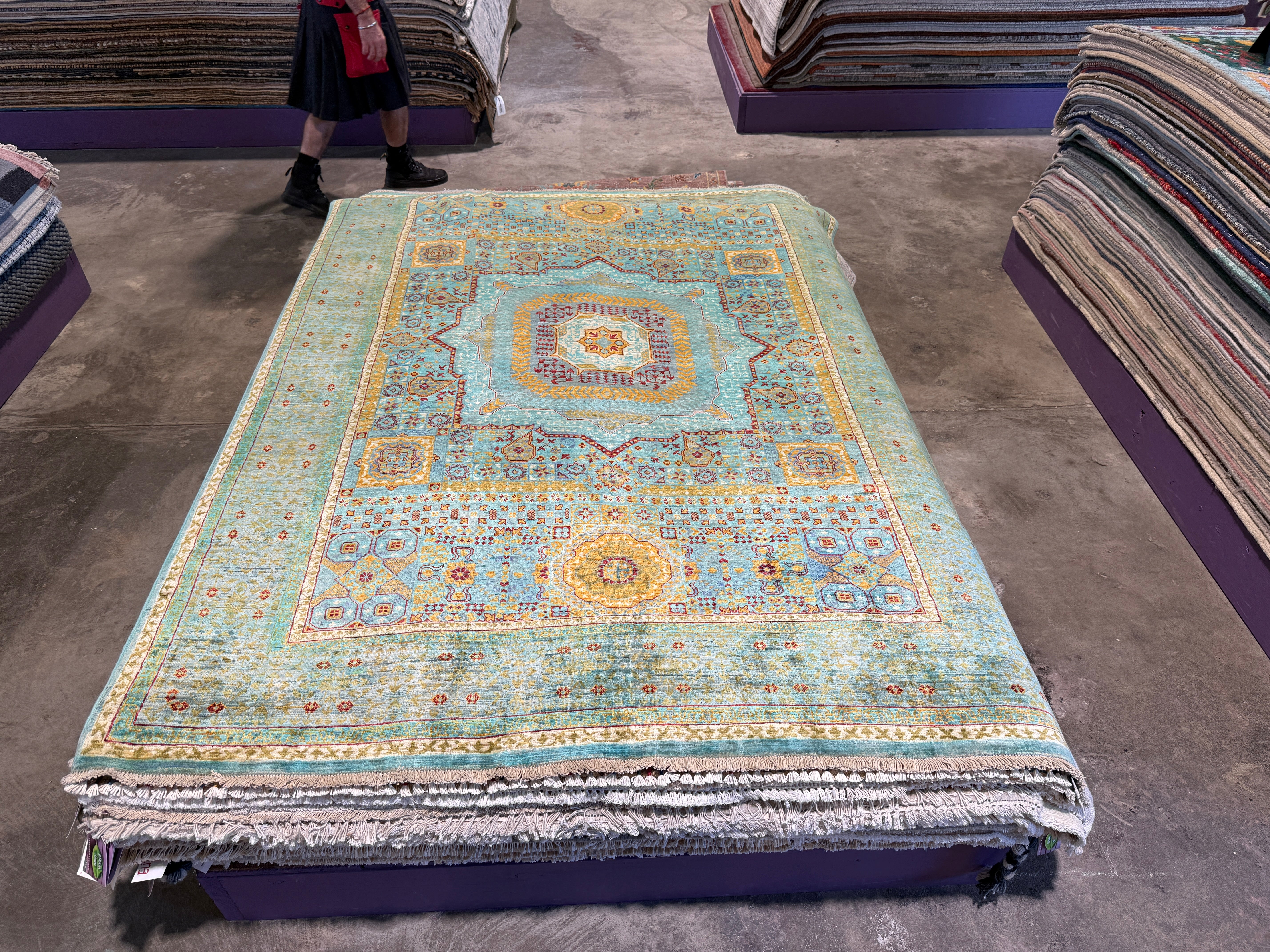 Abbie 5.7x7.10 Blue Afghani Mamluk Rug