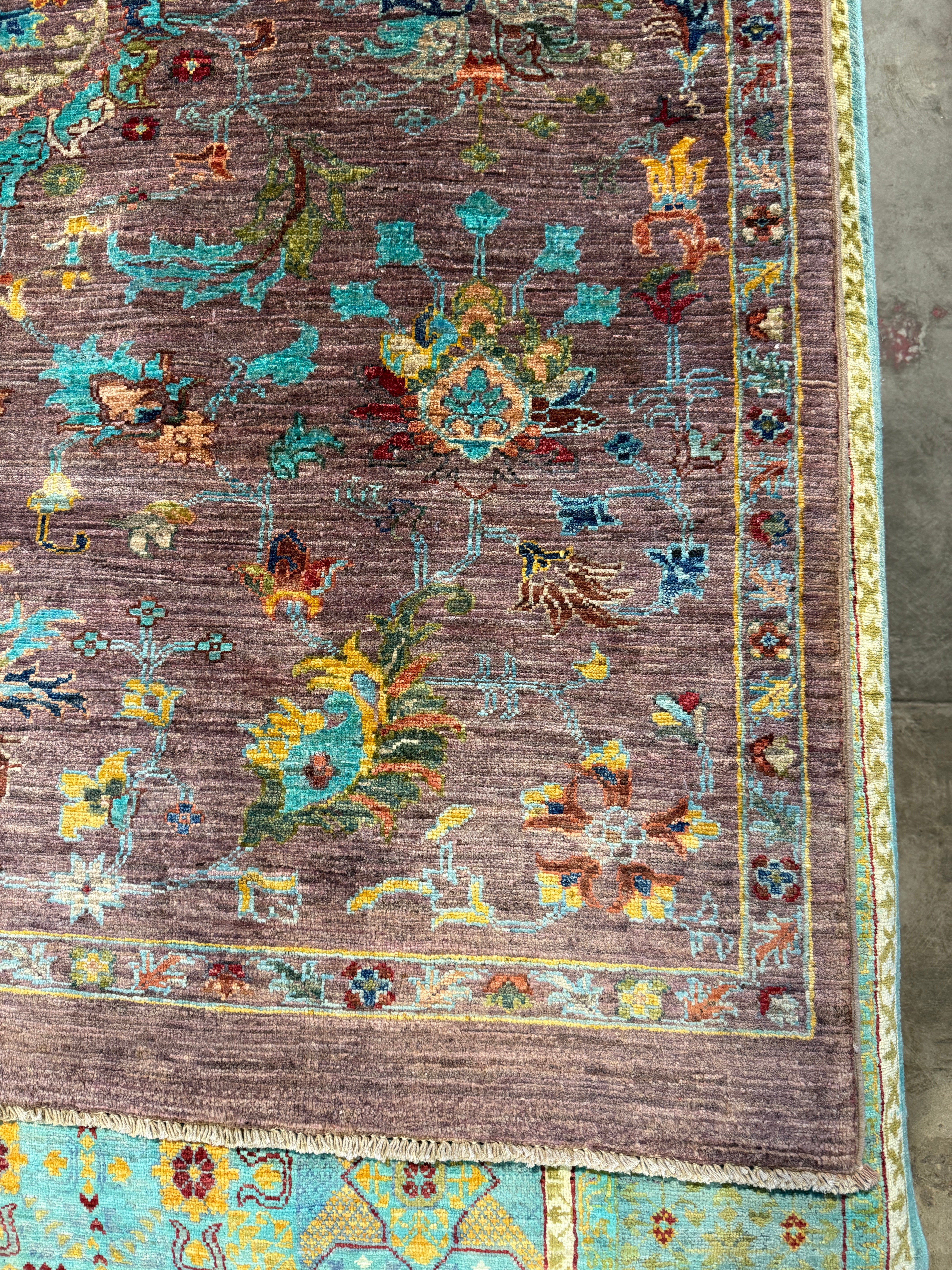 Mia Trujillo 4.10x6.4 Purple Afghani Sultani Rug