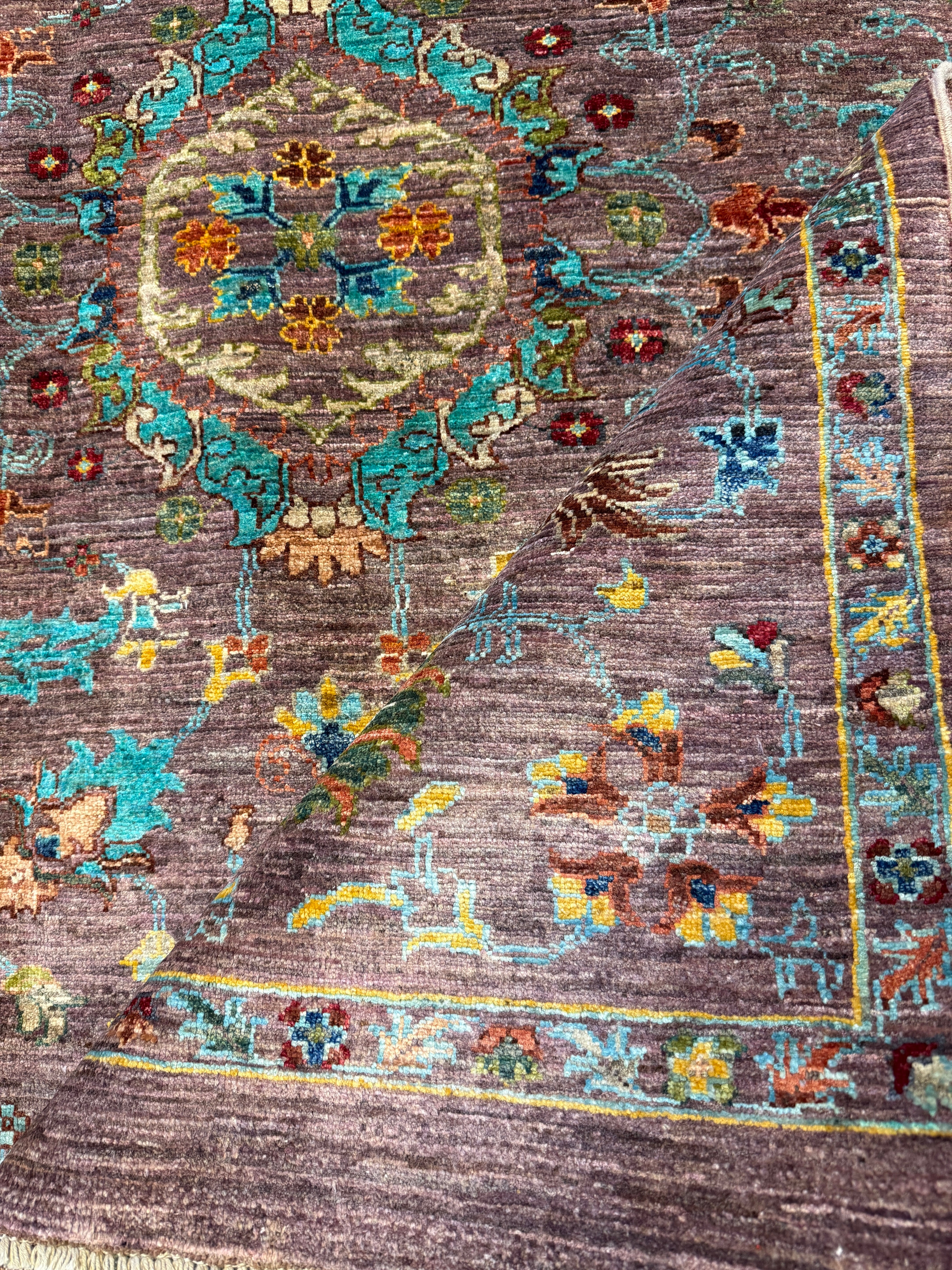 Mia Trujillo 4.10x6.4 Purple Afghani Sultani Rug