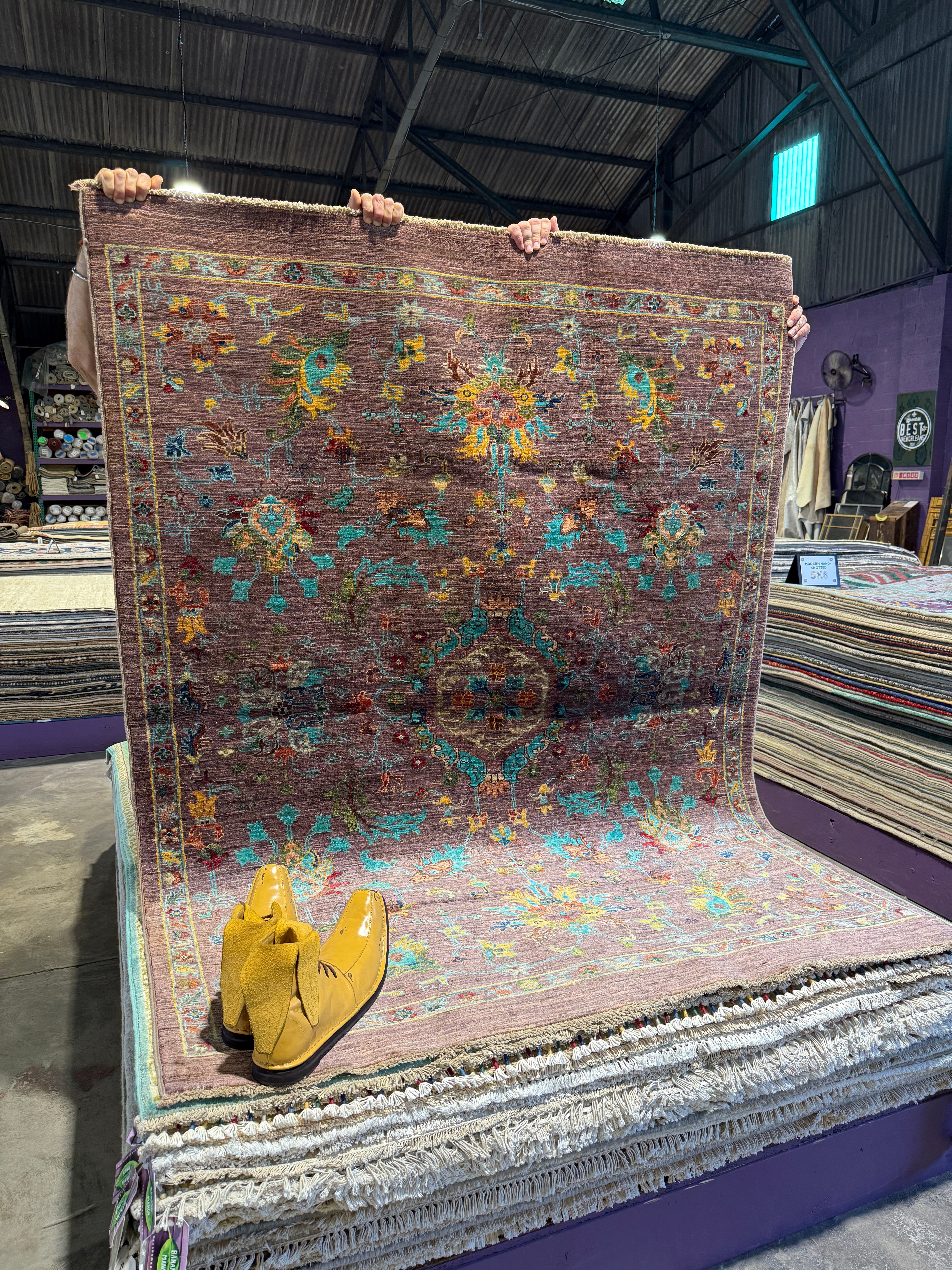 Mia Trujillo 4.10x6.4 Purple Afghani Sultani Rug