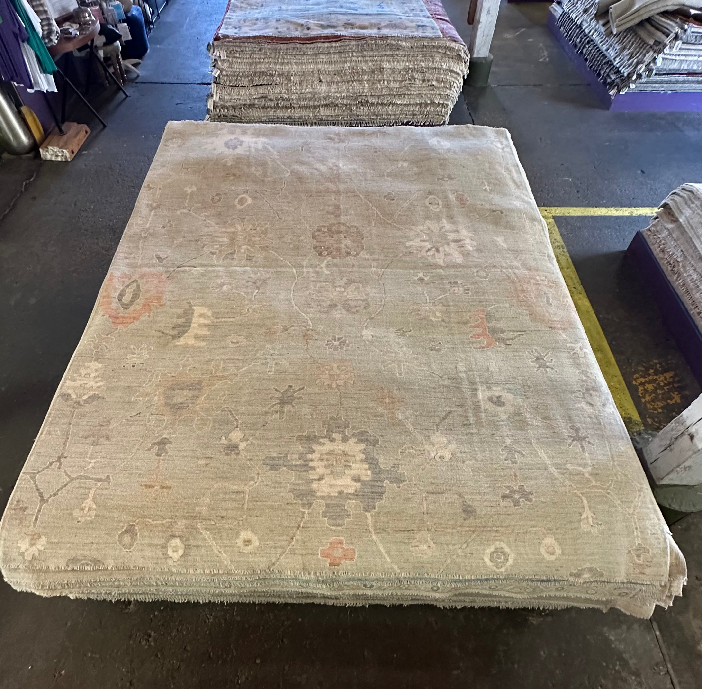 Michaela Kell 7.11x10 Blue Whitewashed Afghani Oushak