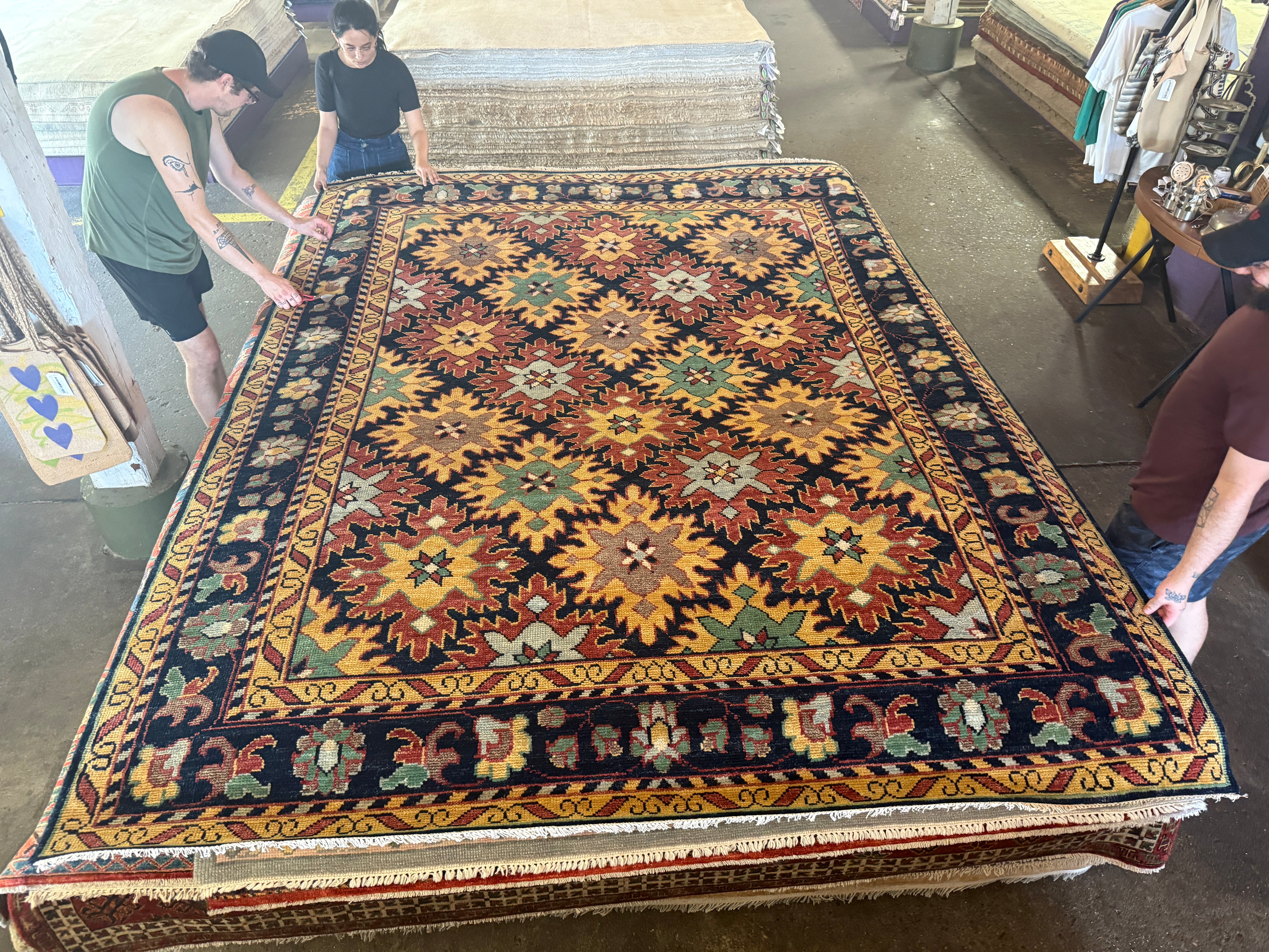 Claudia Karvan 8.3X10 Hand-Knotted Oushak Rug Rust and Blue Multi-Colored