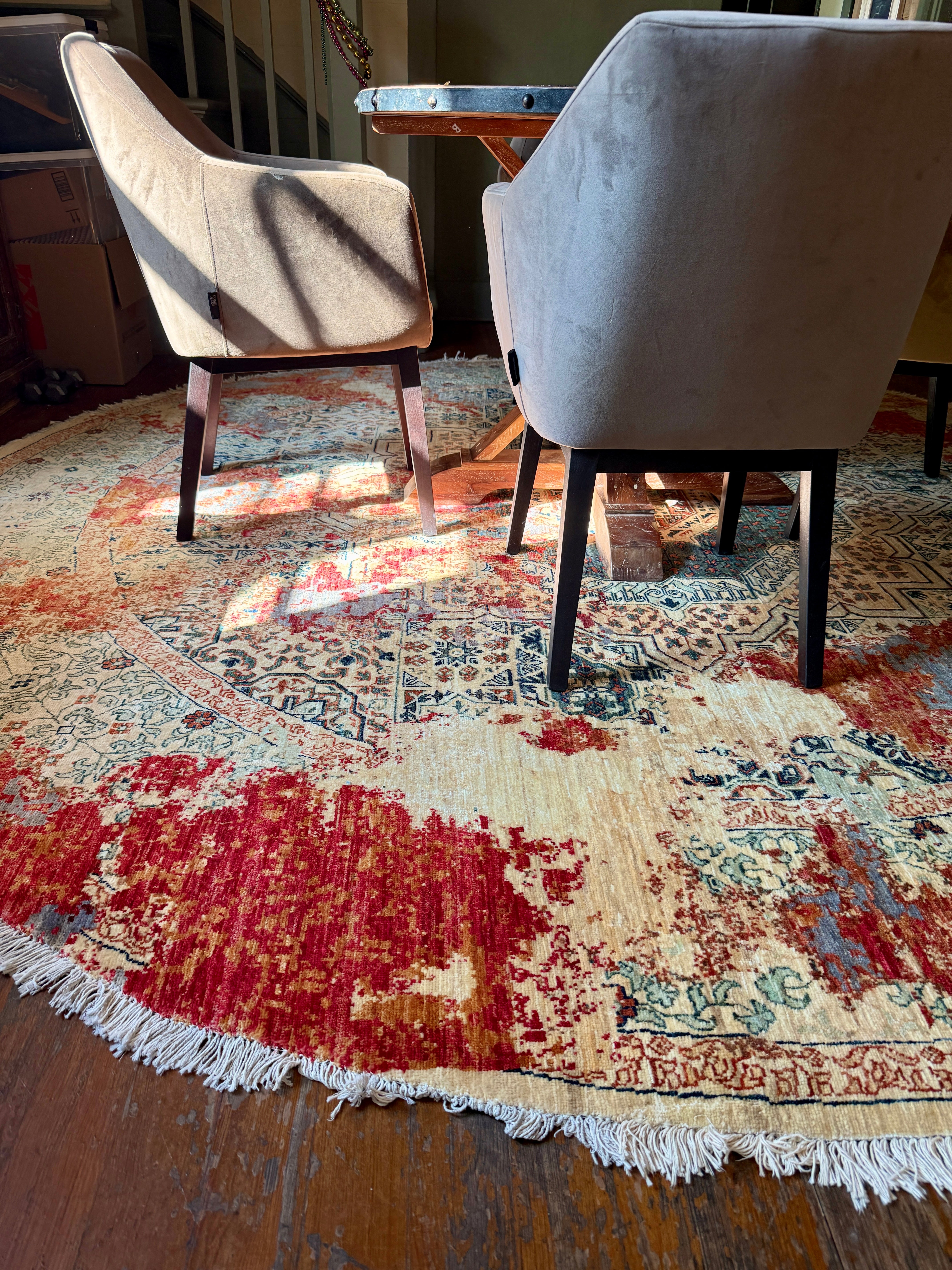 Meaghan Gillenwater 9.9x10 Cream and Red Afghani Mamluk Rug