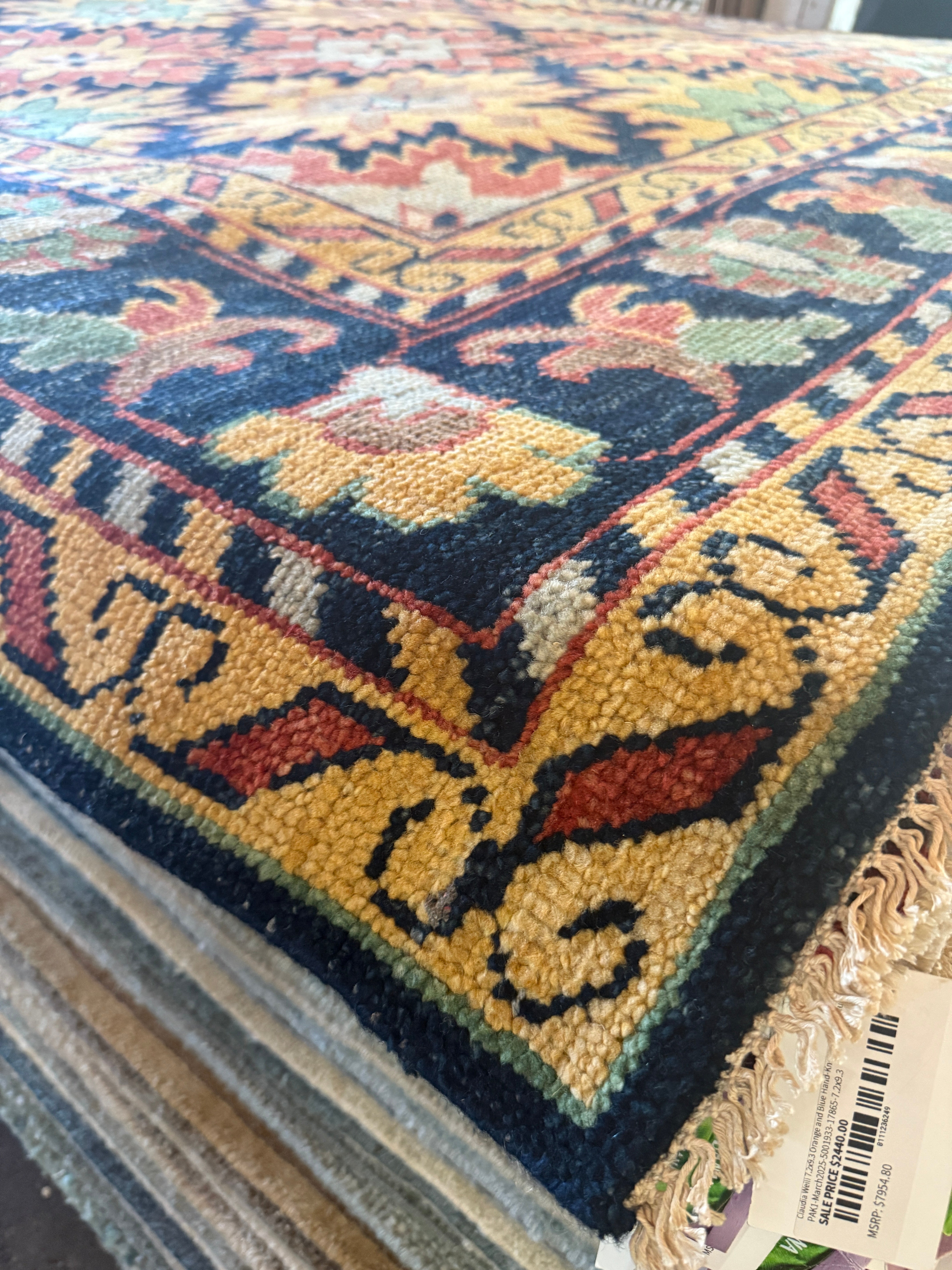 Claudia Karvan 8.3X10 Hand-Knotted Oushak Rug Rust and Blue Multi-Colored