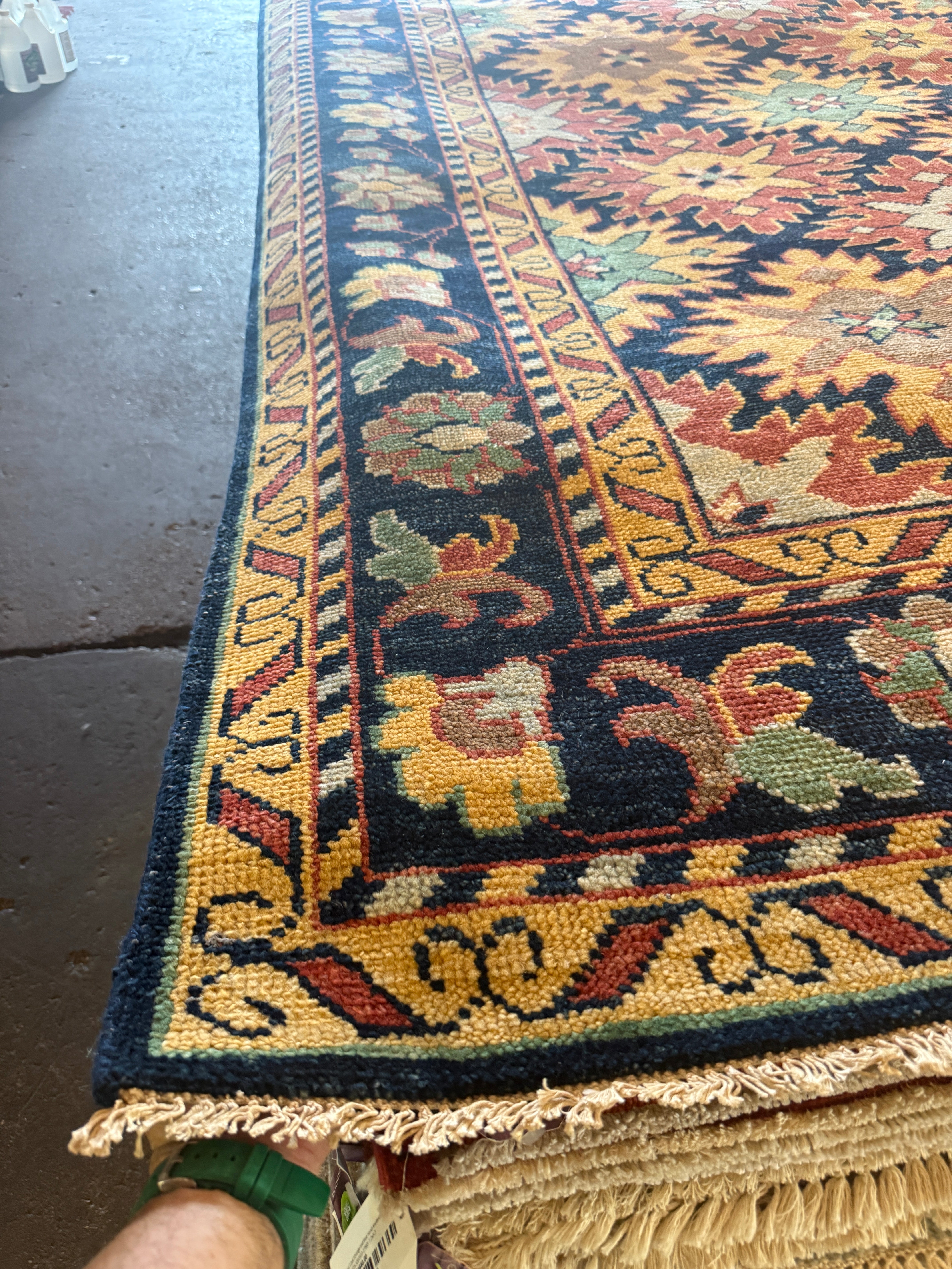 Claudia Karvan 8.3X10 Hand-Knotted Oushak Rug Rust and Blue Multi-Colored