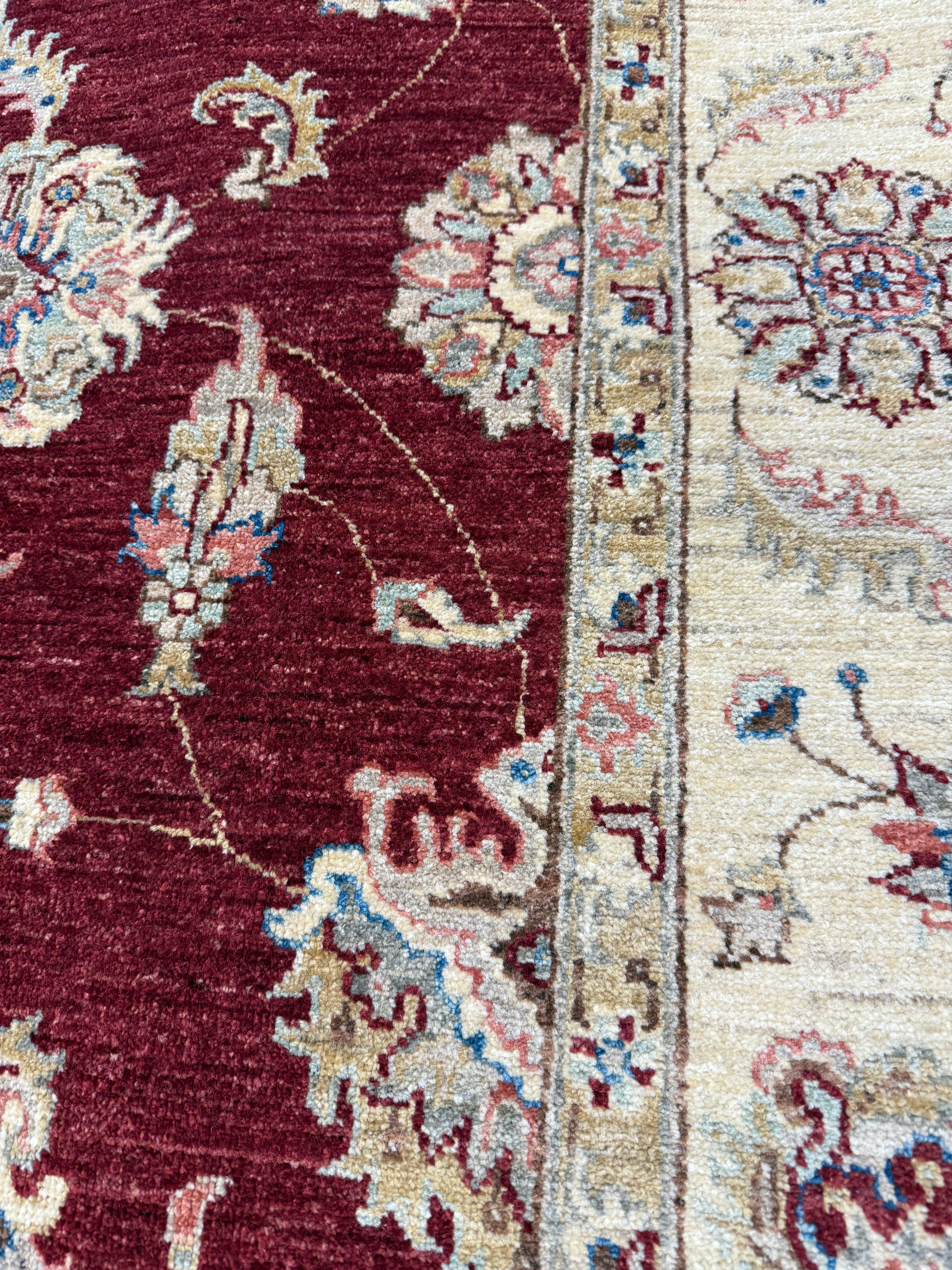 Pamela Johnson 6.1x6.8 Red Afghani Ziegler Rug