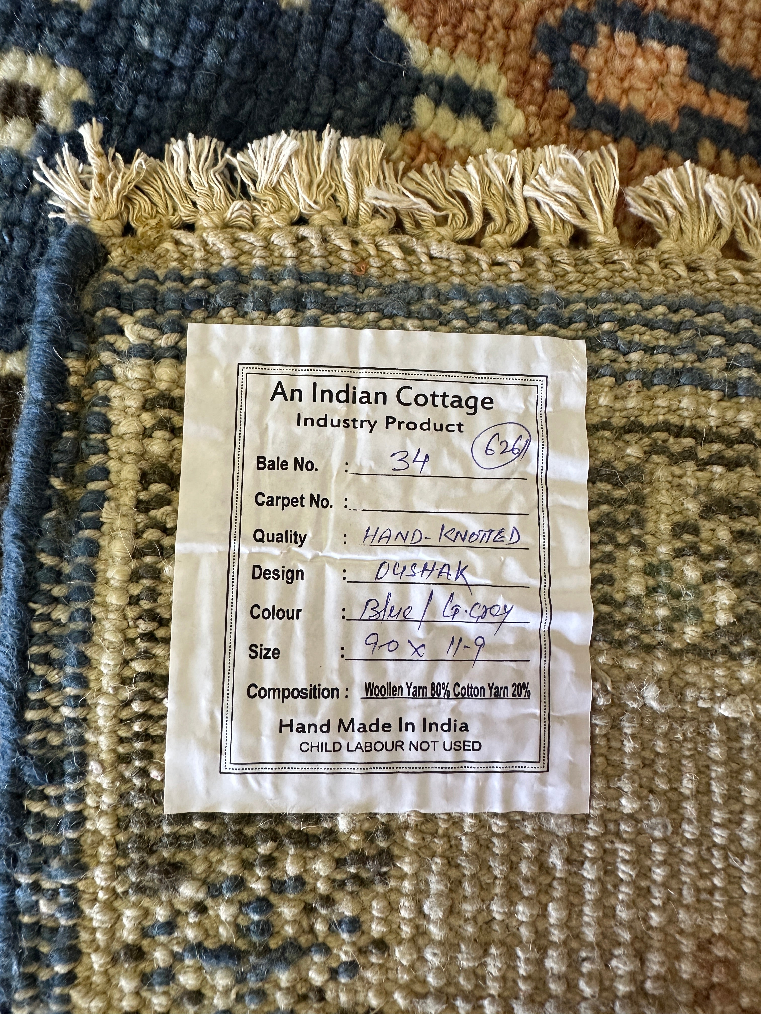 Concetta 9x11.9 Blue & Light Grey Turkish Oushak