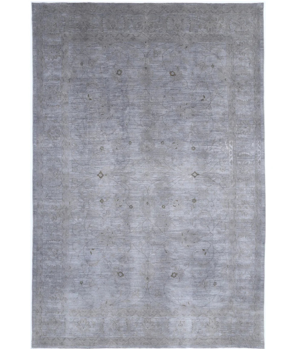 Gratiela 11.9x17.9 Grey Hand-Knotted Ovrdye Rug