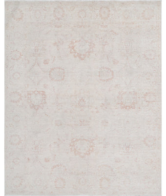 Sarah Heyward 6.4x7.11 Ivory and Peach Hand-Knotted Farhan Rug