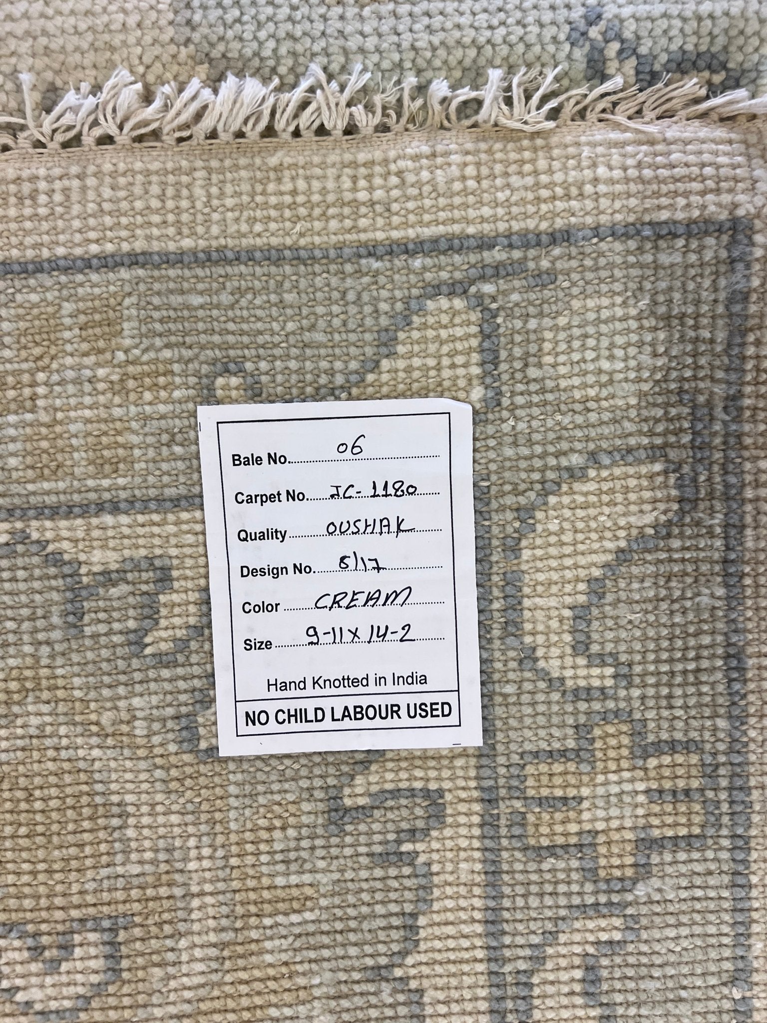 Agniya 9.11x14.2 Hand-Knotted Cream and Gray Oushak | Banana Manor Rug Factory Outlet