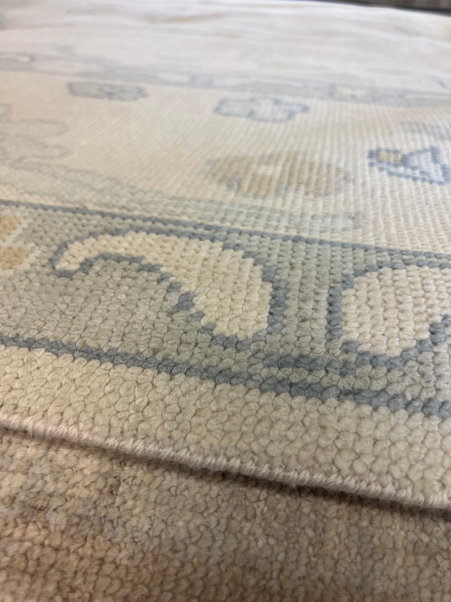 Agniya 9.11x14.2 Hand-Knotted Cream and Gray Oushak | Banana Manor Rug Factory Outlet