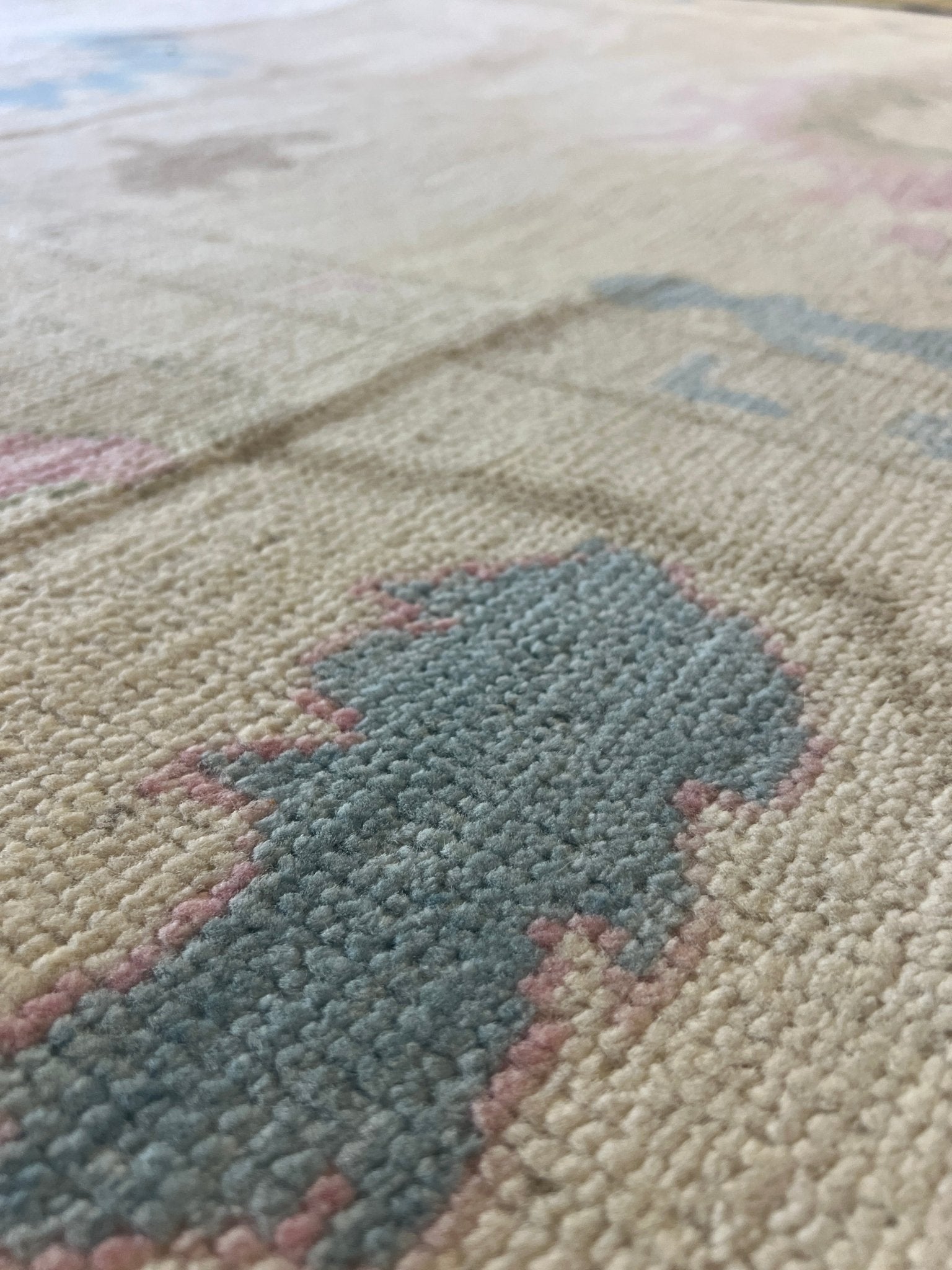 Ania 8.10x12.0 Hand-Knotted Cream and Blue Oushak | Banana Manor Rug Factory Outlet