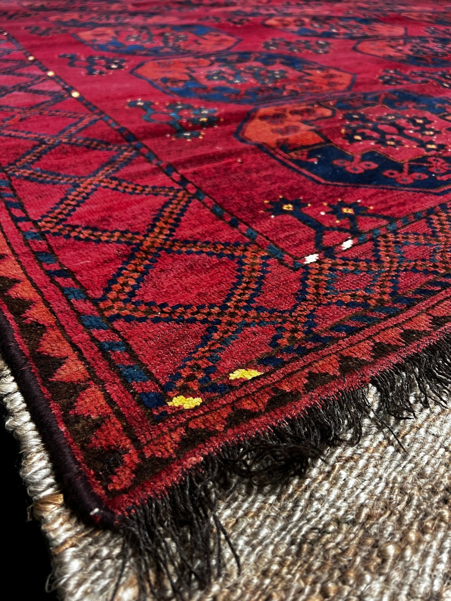 Antique Ersari 7.11x9 Rug Red and Blue | Banana Manor Rug Factory Outlet