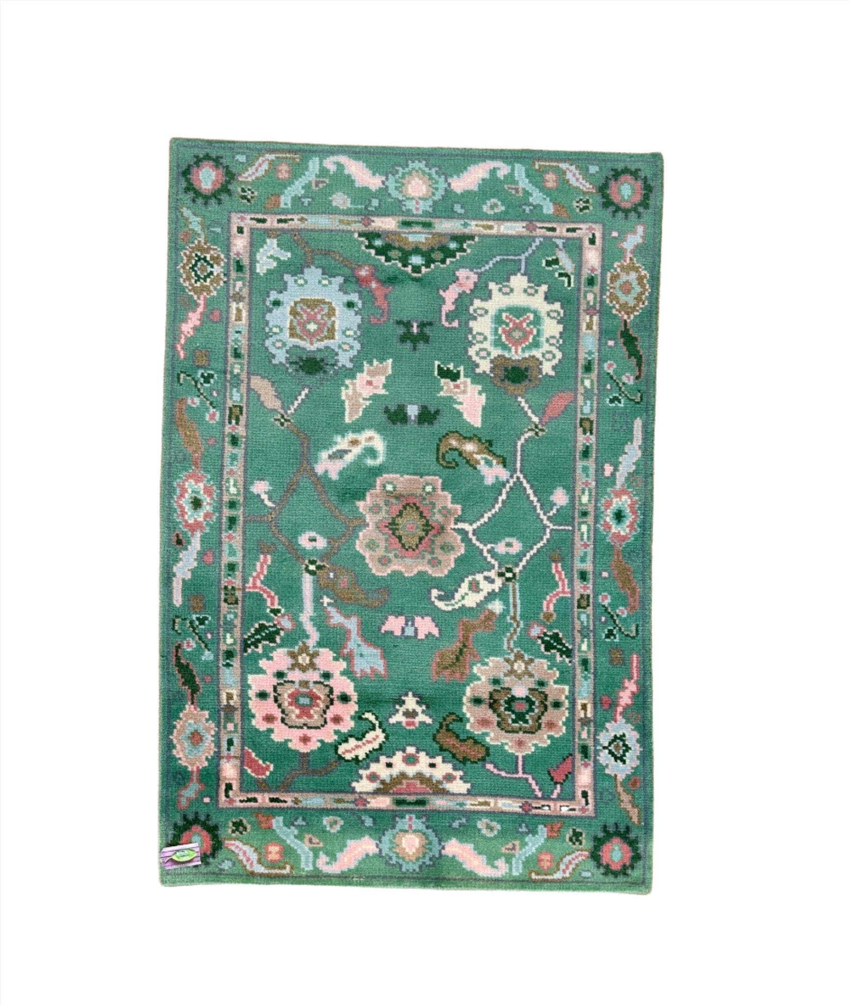 Ariana Madix 4x6 Hand-Knotted Oushak Rug Green | Banana Manor Rug Factory Outlet