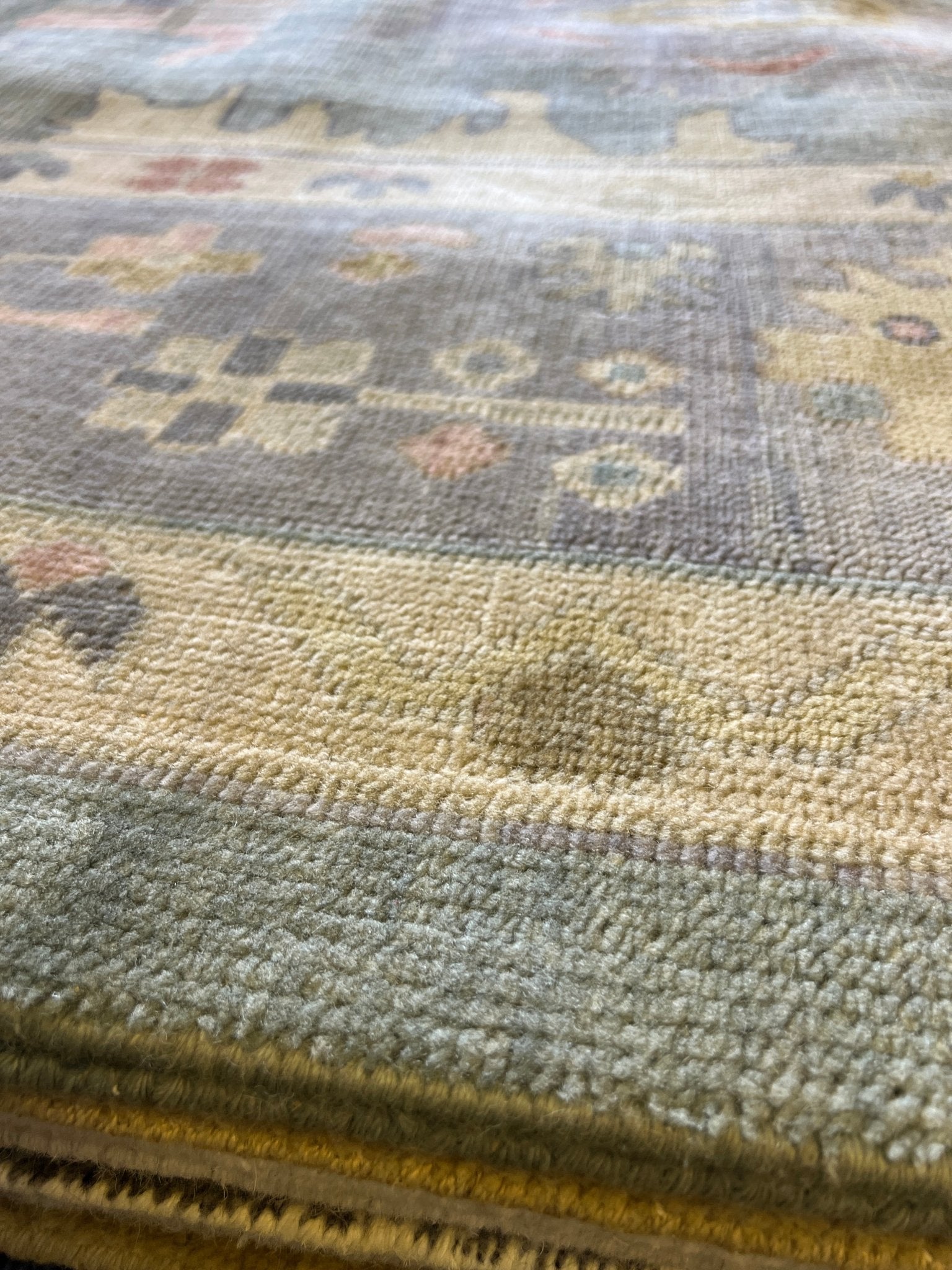 Belle 10x13.9 Aqua Blue Hand-Knotted Oushak Rug | Banana Manor Rug Factory Outlet