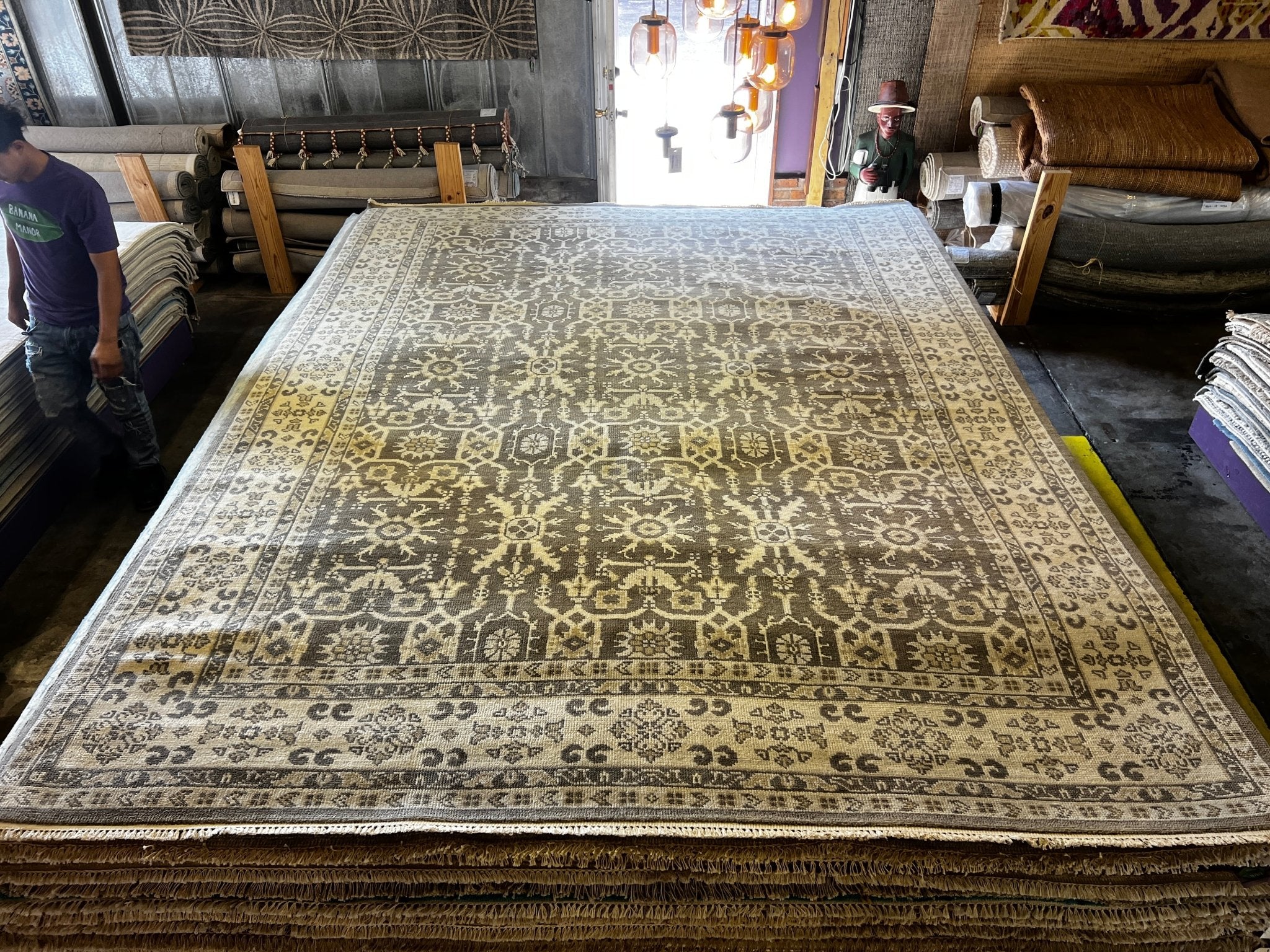 Corin 8.9x11.9 Hand-Knotted Grey & Ivory All Over | Banana Manor Rug Factory Outlet