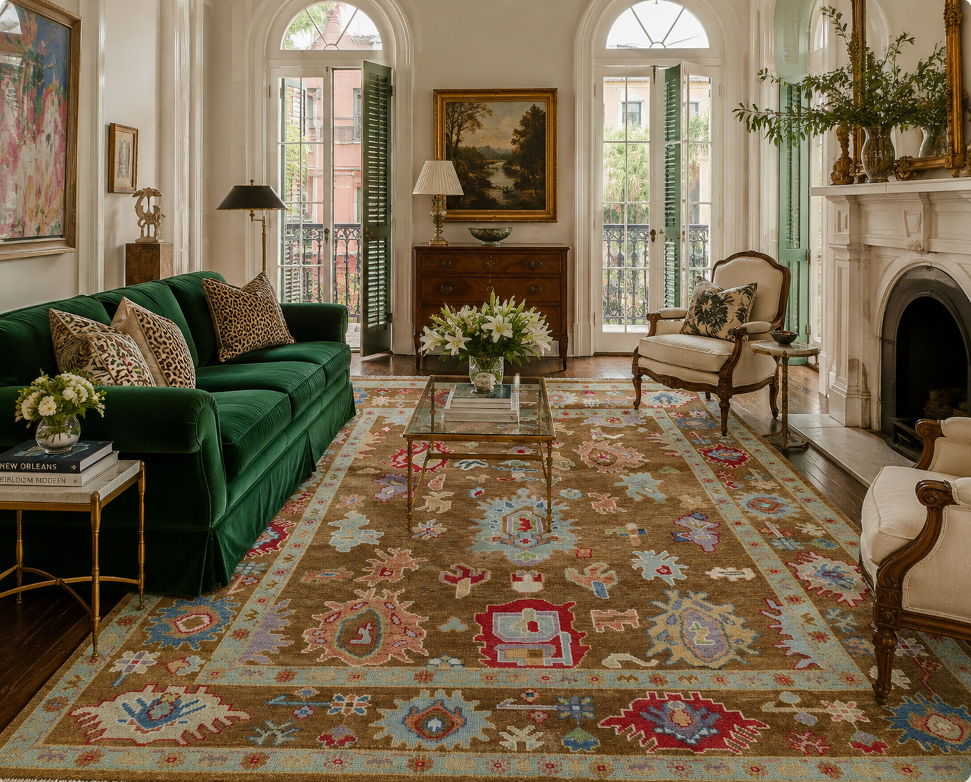 Vixen  8x10 Gold Hand-Knotted Oushak Rug