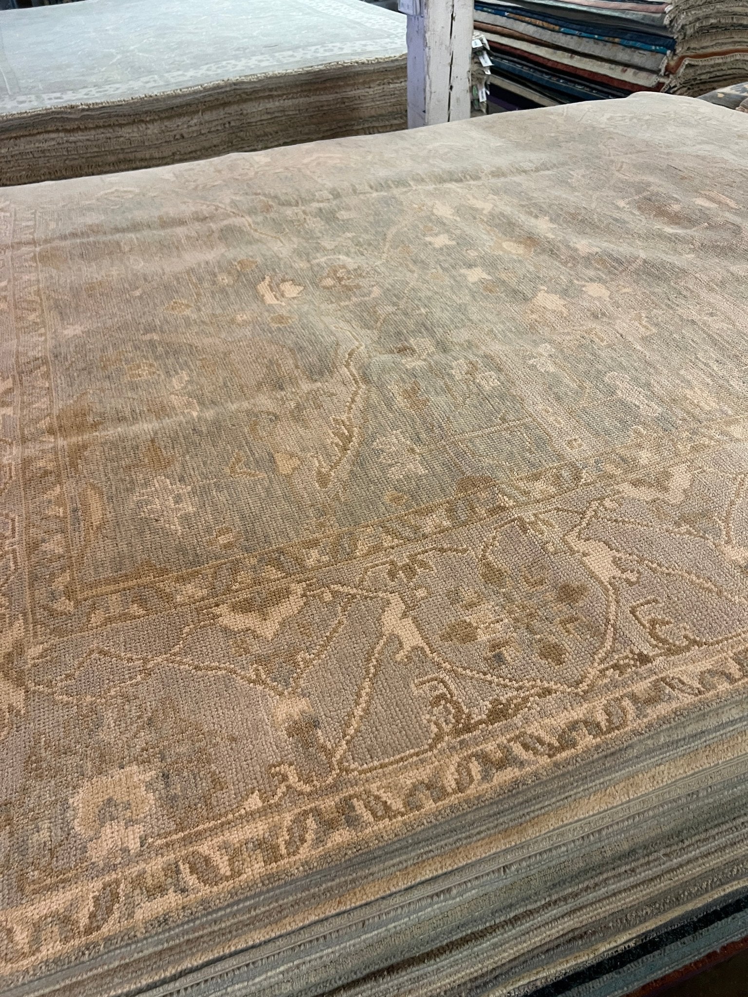 Elena 8.0x10.3 Hand-Knotted Cream and Gray Oushak | Banana Manor Rug Factory Outlet