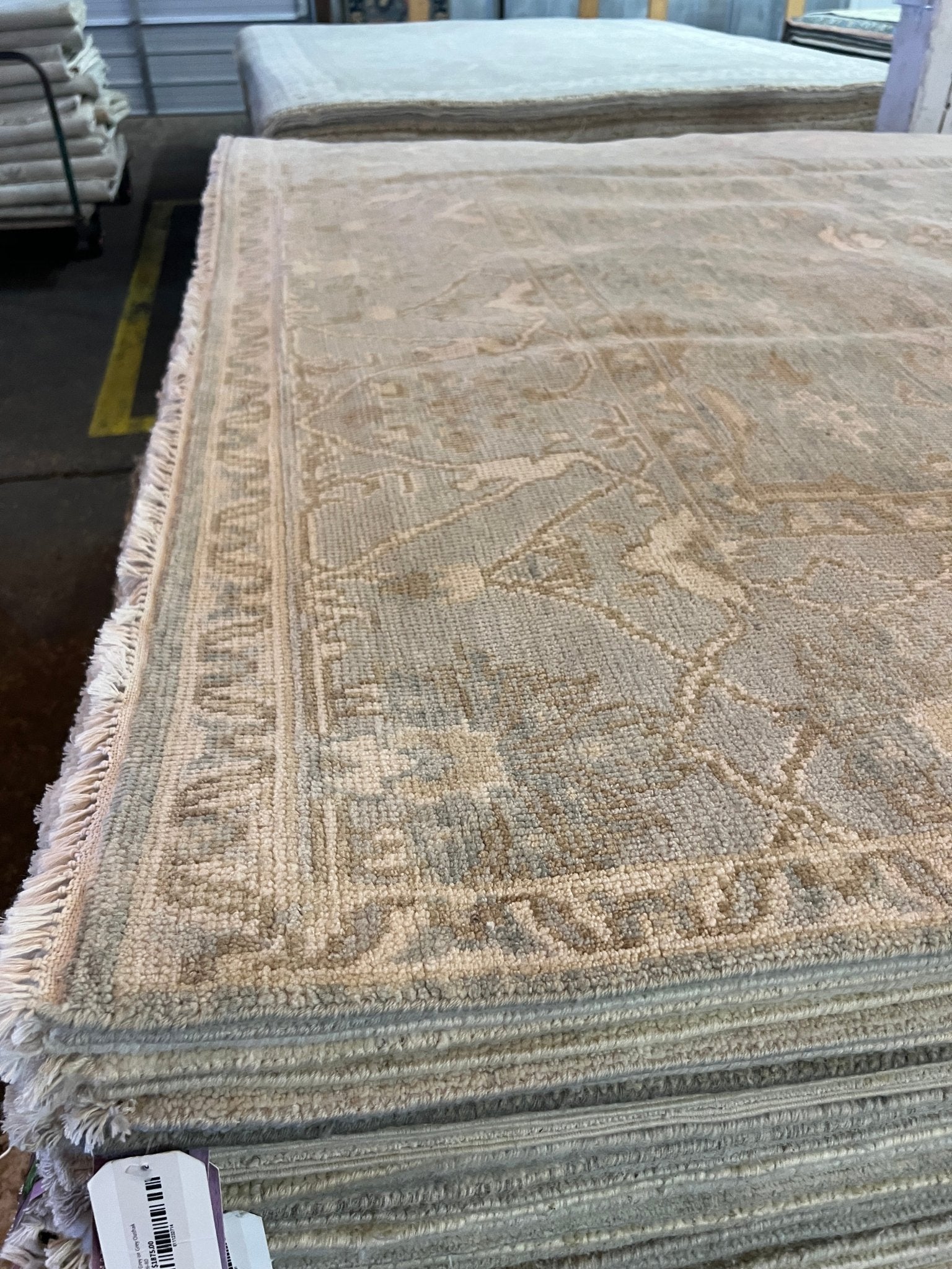 Elena 8.0x10.3 Hand-Knotted Cream and Gray Oushak | Banana Manor Rug Factory Outlet