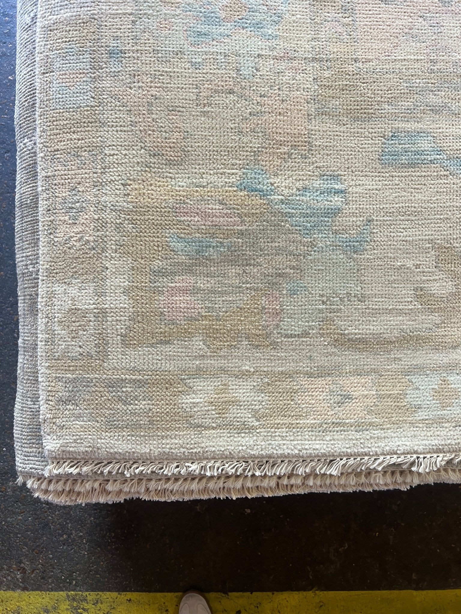 Gemma 8.10x12.6 Hand-Knotted Cream and Blue Oushak | Banana Manor Rug Factory Outlet