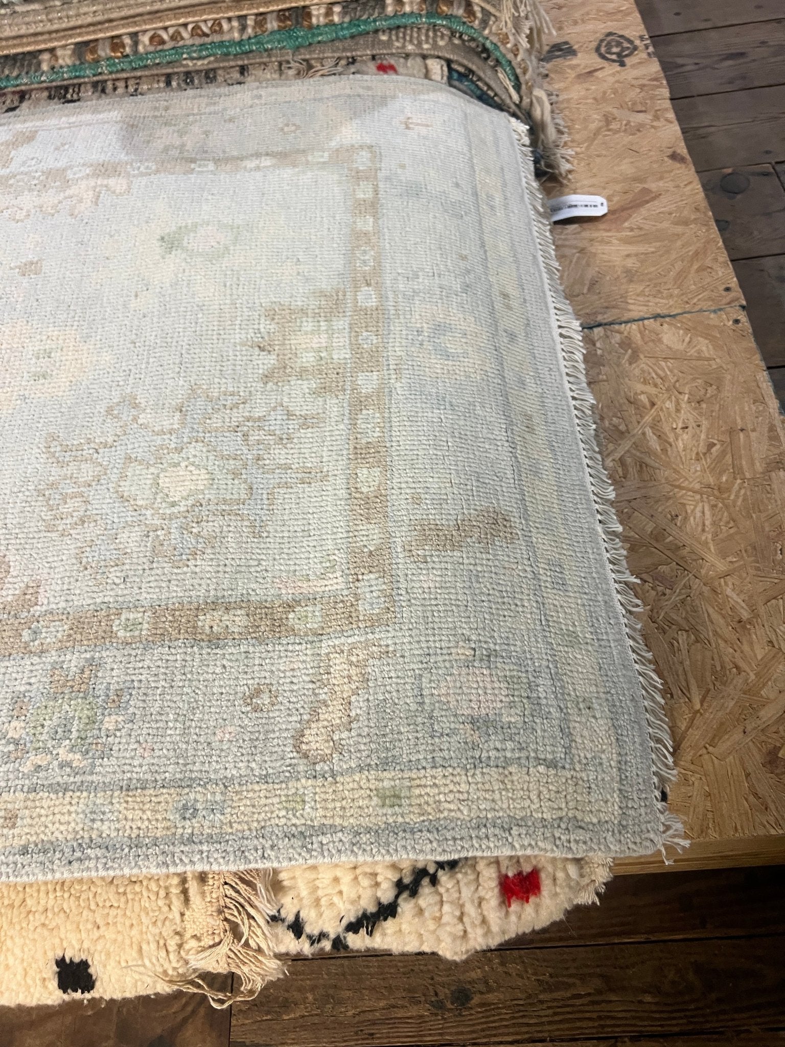 Greer 3x5.2 Hand-Knotted Cream and Green Oushak | Banana Manor Rug Factory Outlet