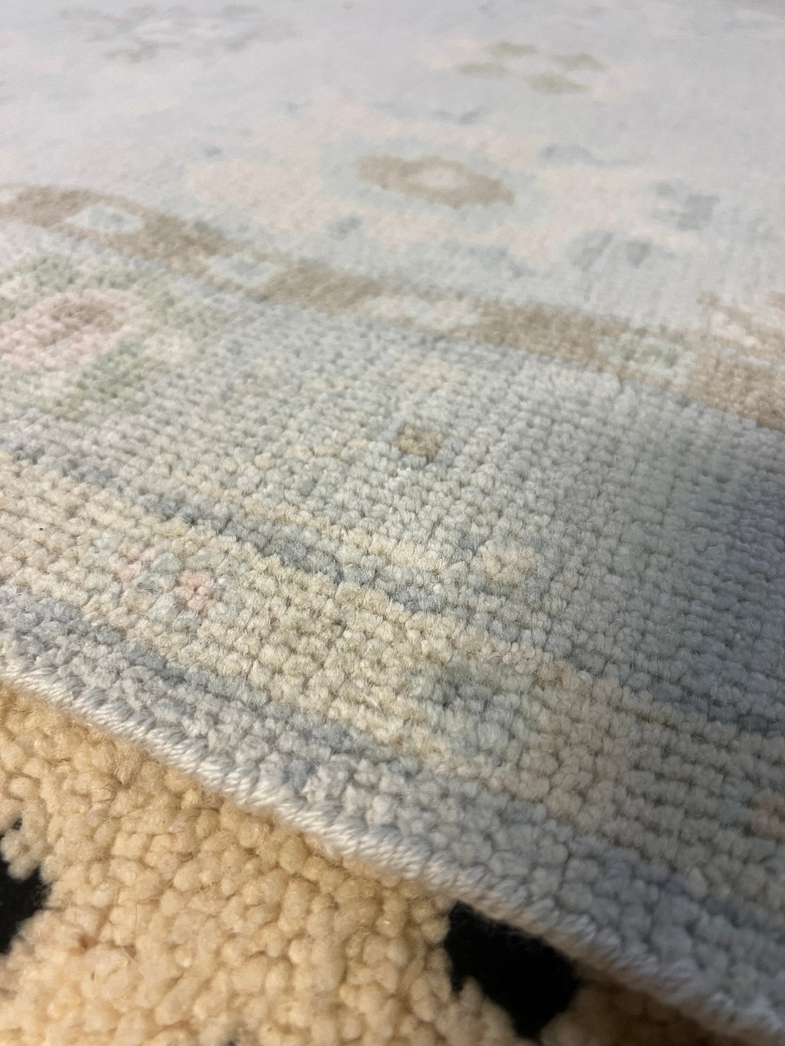 Greer 3x5.2 Hand-Knotted Cream and Green Oushak | Banana Manor Rug Factory Outlet