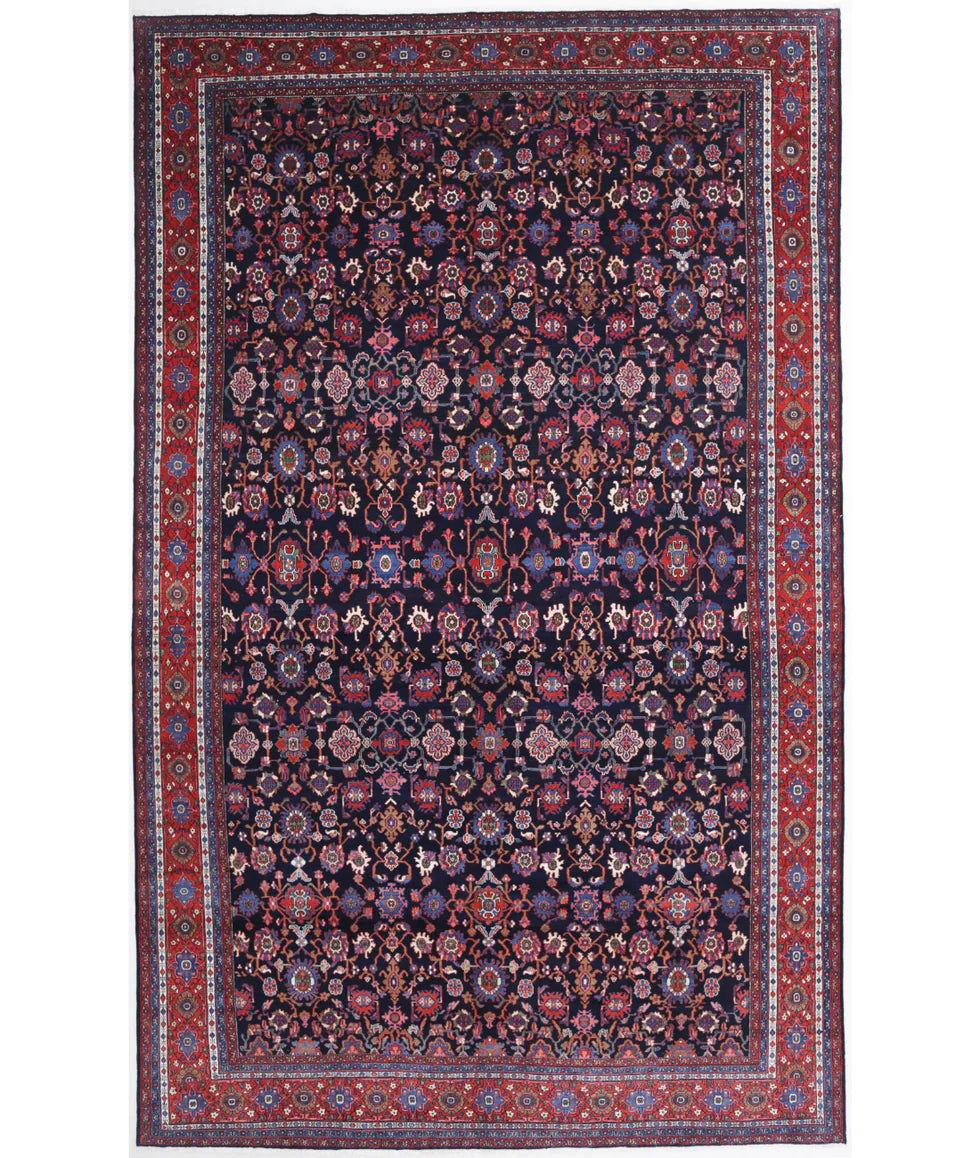 Melissa Ladd 12.8x21 Red and Blue Hand-Knotted Bibikabad Rug