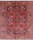 Allison Williams 8.4x9.8 Red and Blue Hand-Knotted Humna Rug