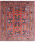 Shoshanna Shapiro 8.7x9.9 Red and Blue Hand-Knotted Humna Rug