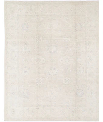 Natalia Pear 8.8x11.1 Ivory and Taupe Hand-Knotted Oushak Rug