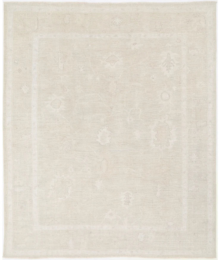 Eleanore Mae 7.10x9.8 Beige Hand-Knotted Oushak Rug