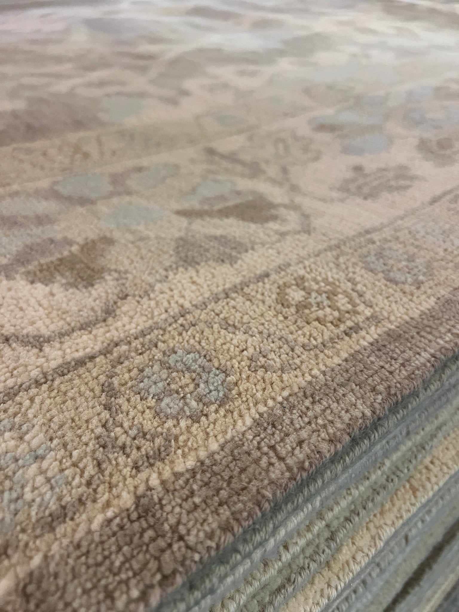 Harriet 8.1x10.2 Hand-Knotted Cream and Borwn Oushak | Banana Manor Rug Factory Outlet