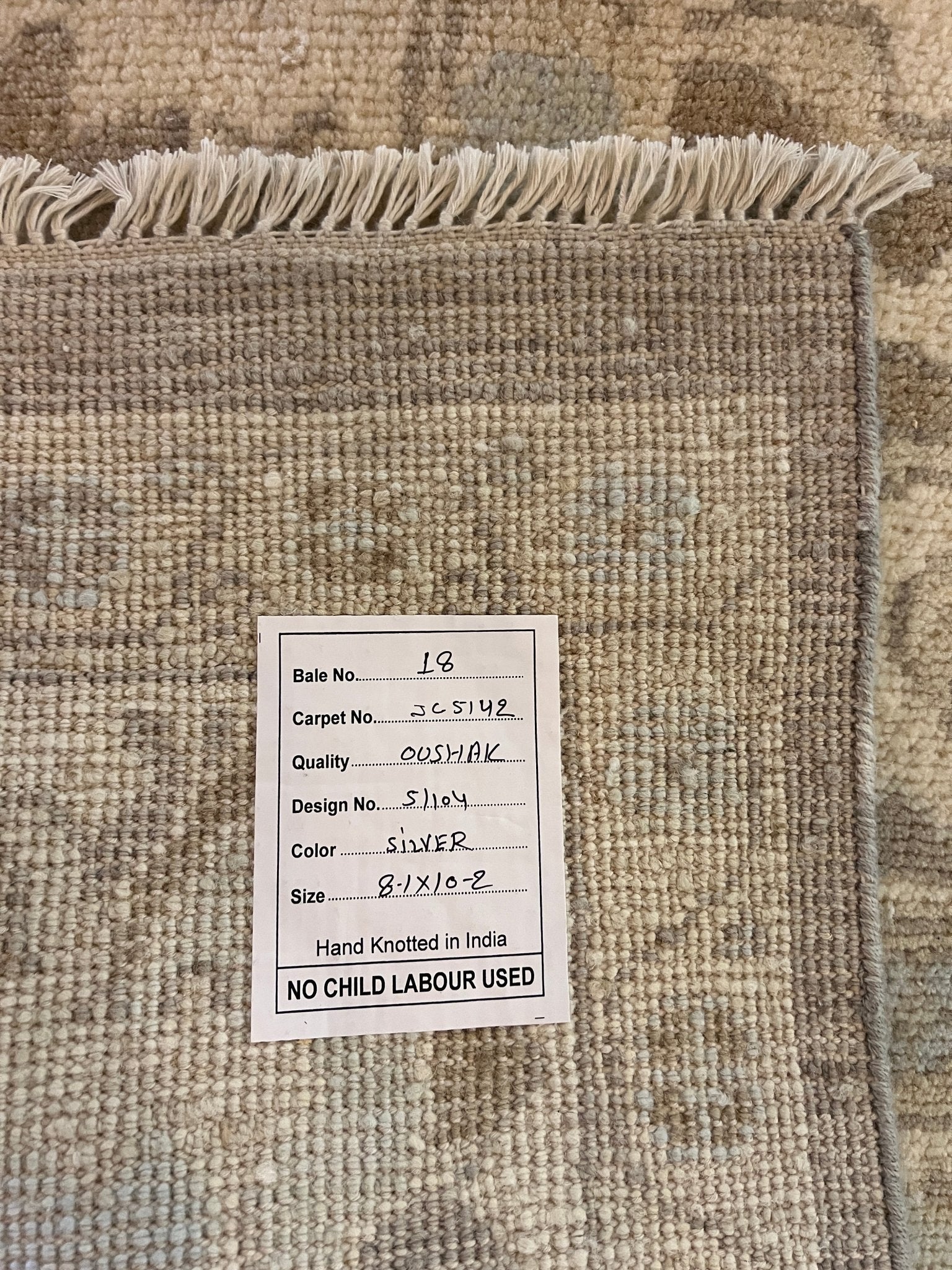 Harriet 8.1x10.2 Hand-Knotted Cream and Borwn Oushak | Banana Manor Rug Factory Outlet