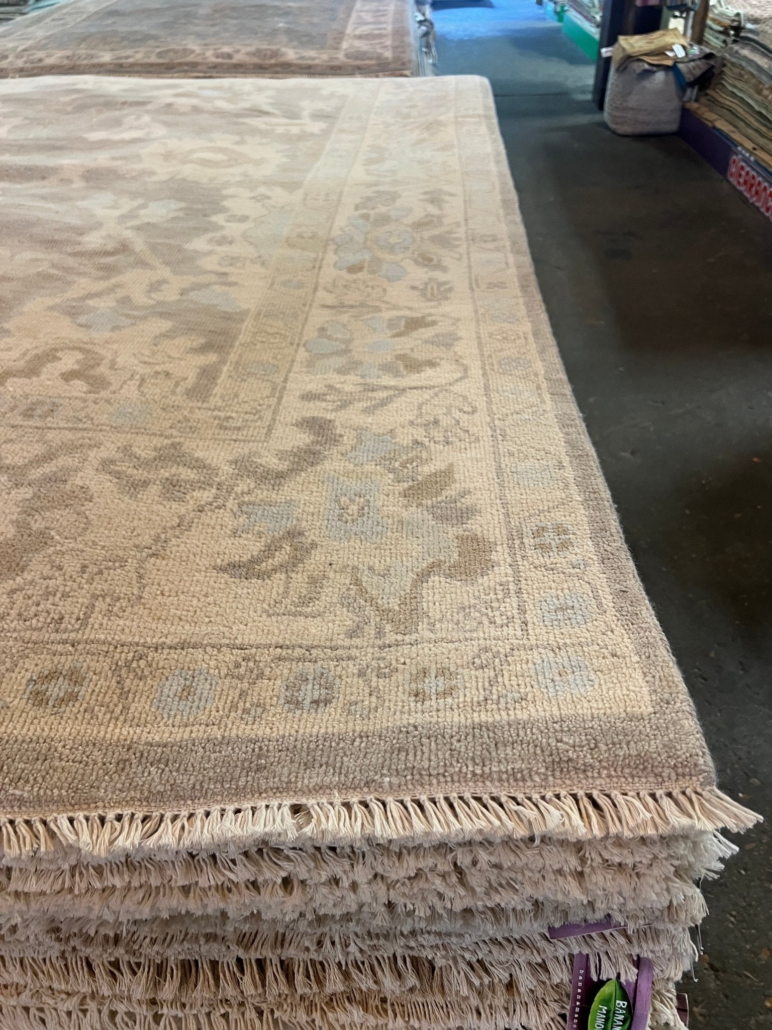 Harriet 8.1x10.2 Hand-Knotted Cream and Borwn Oushak | Banana Manor Rug Factory Outlet