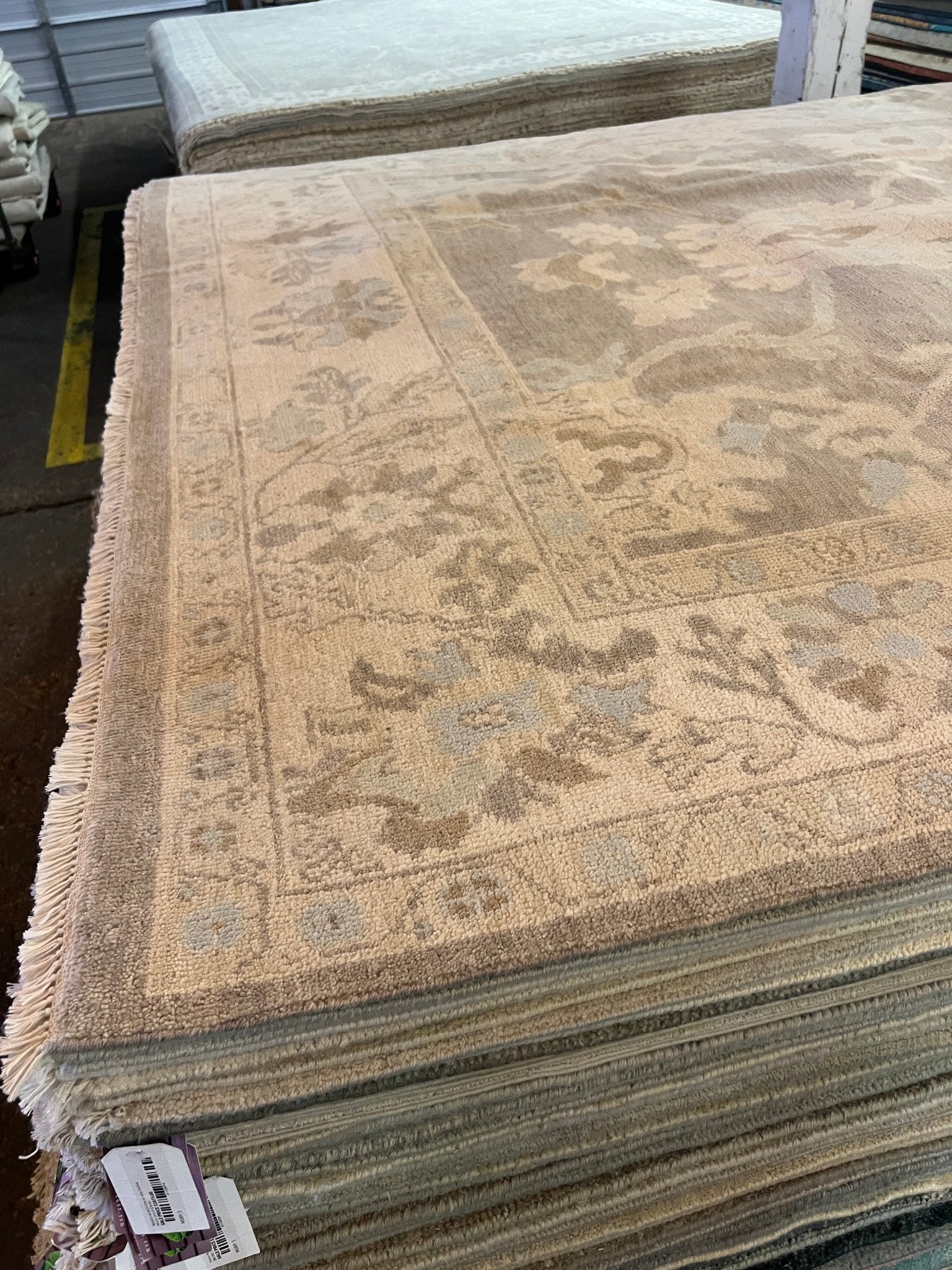 Harriet 8.1x10.2 Hand-Knotted Cream and Borwn Oushak | Banana Manor Rug Factory Outlet