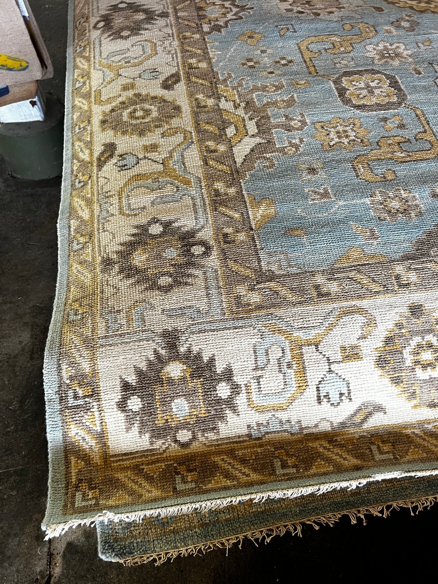 Holly Hickey Moore 8.3x10 Light Blue and Beige Hand-Knotted Oushak Rug | Banana Manor Rug Factory Outlet