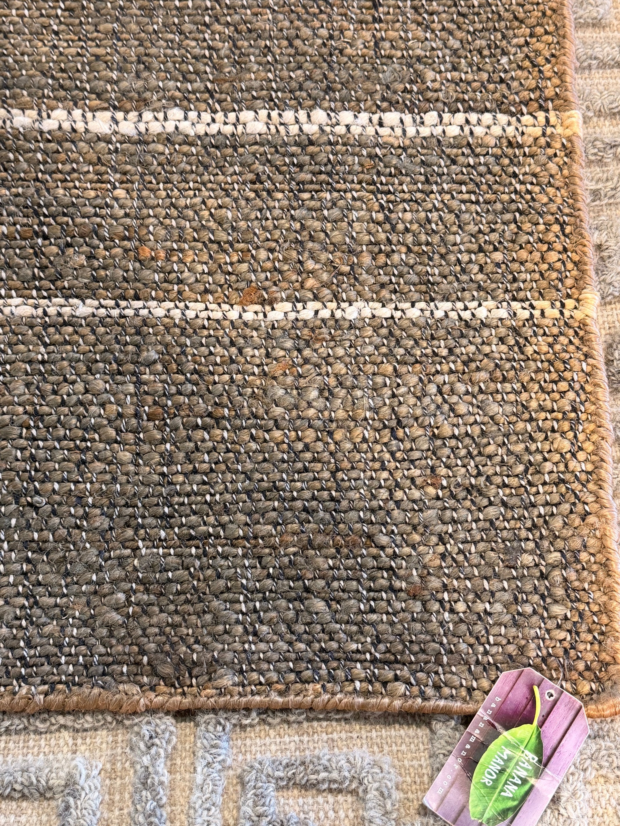 Light Side of the Moon 8x10 Handwoven Geometric Jute Rug