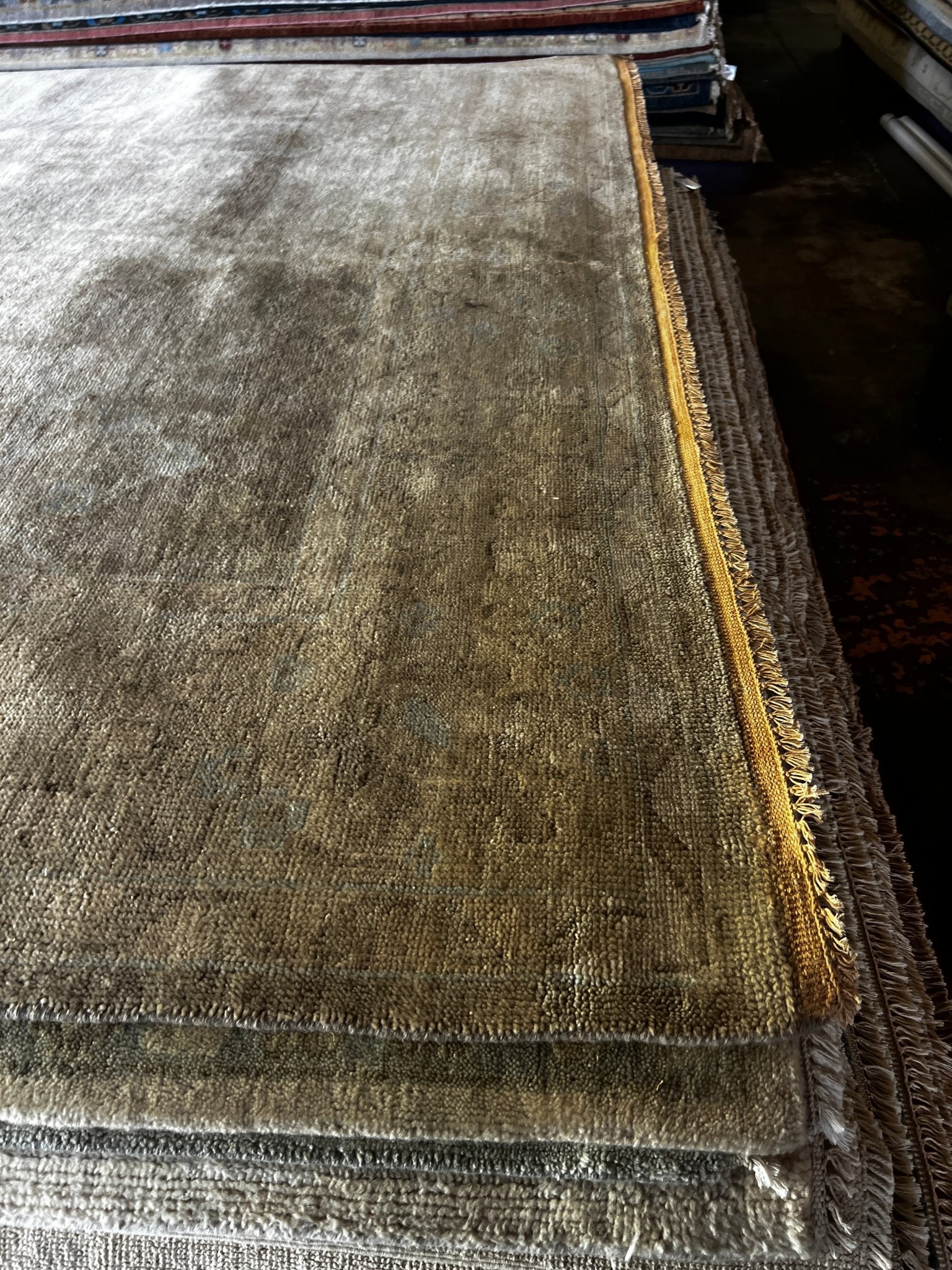 Jane Smith 9x12 Hand-Knotted Tan & Grey Oushak | Banana Manor Rug Factory Outlet