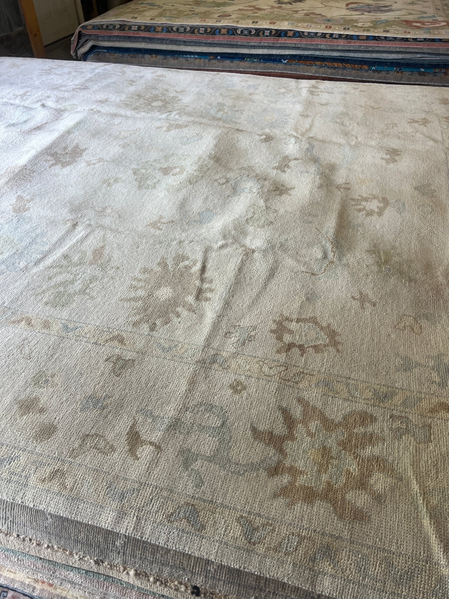 Jess 9.0x12.0 Hand-Knotted Cream and Silver Oushak | Banana Manor Rug Factory Outlet