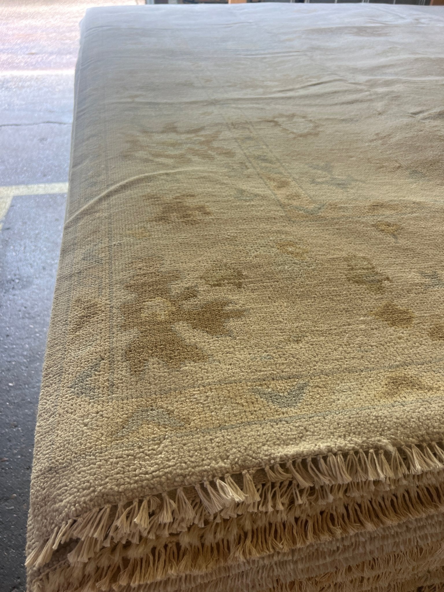 Jess 9.0x12.0 Hand-Knotted Cream and Silver Oushak | Banana Manor Rug Factory Outlet