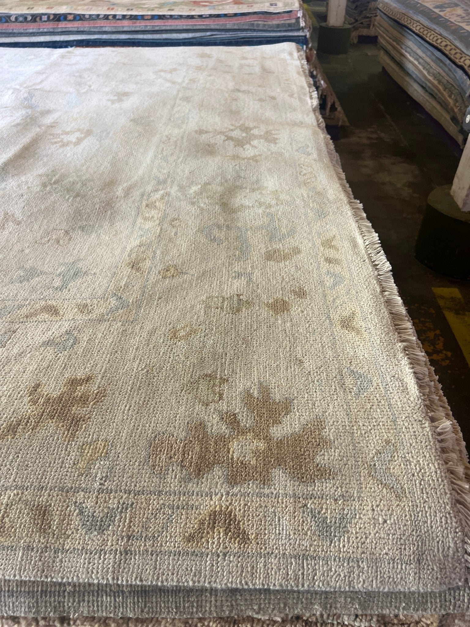 Jess 9.0x12.0 Hand-Knotted Cream and Silver Oushak | Banana Manor Rug Factory Outlet