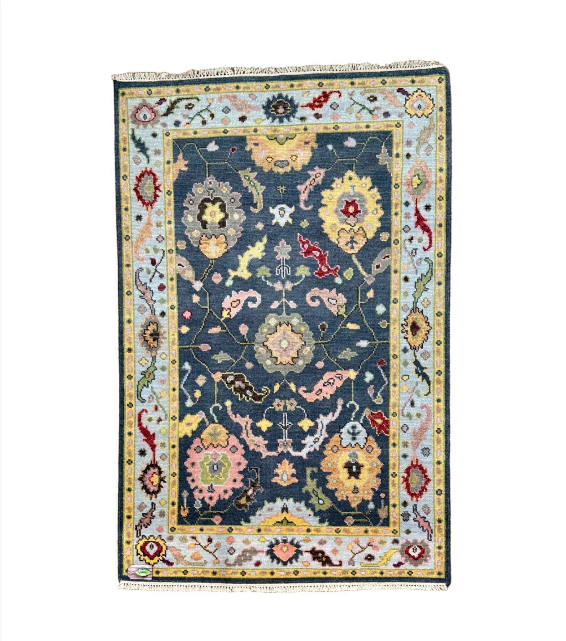 Katie Maloney 4x6 Blue Hand-Knotted Oushak Rug | Banana Manor Rug Factory Outlet