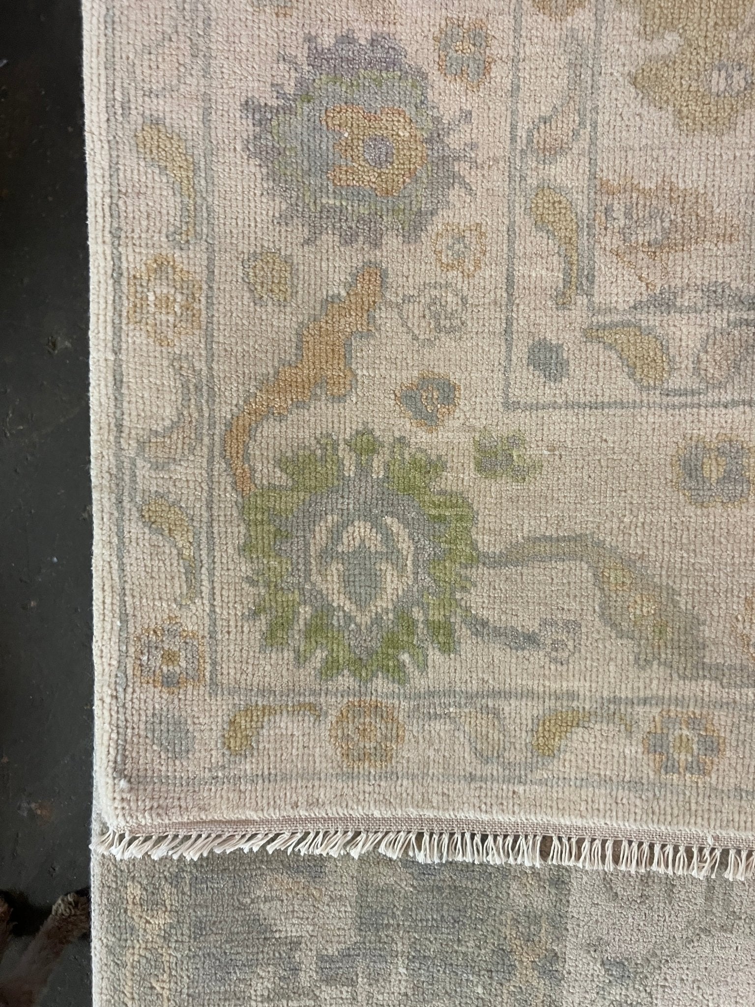 Killing Eve 8x8.1 Square Hand-Knotted Cream and Green Oushak | Banana Manor Rug Factory Outlet