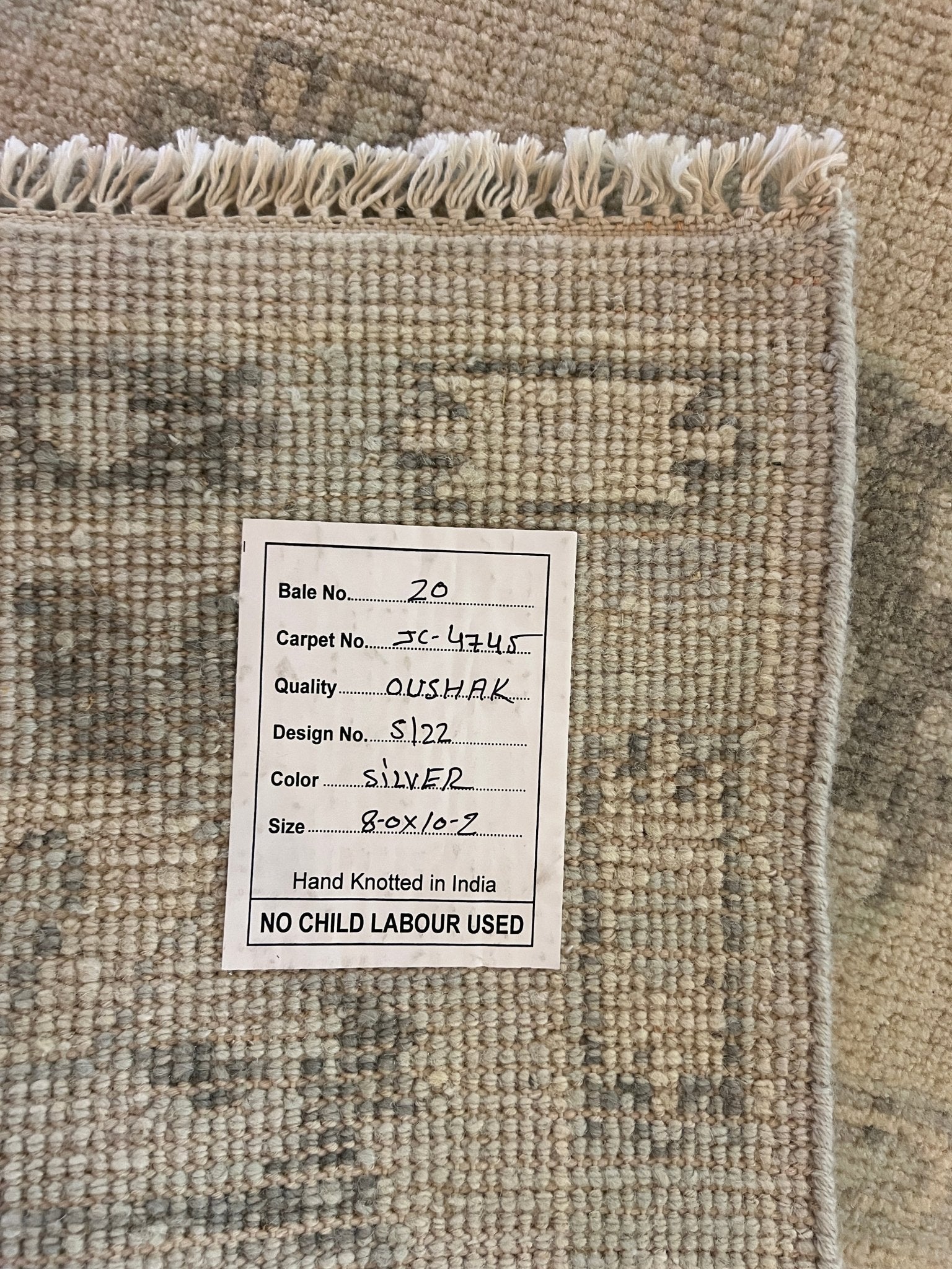 Kirby 8.0x10.2 Hand-Knotted Cream and Silver Oushak | Banana Manor Rug Factory Outlet