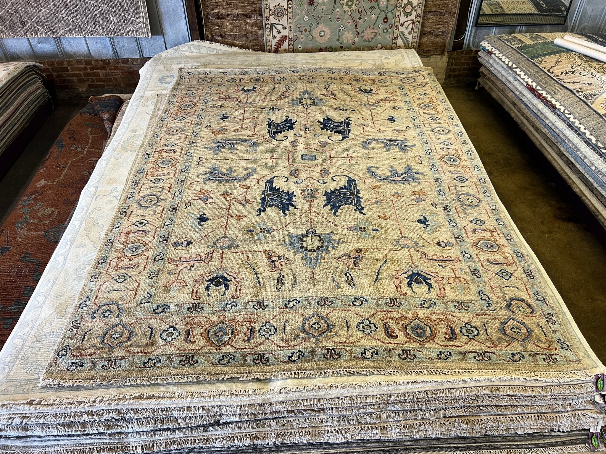 Kristin DiMera 8.9x11.9 Hand-Knotted Tan & Grey Oushak | Banana Manor Rug Factory Outlet